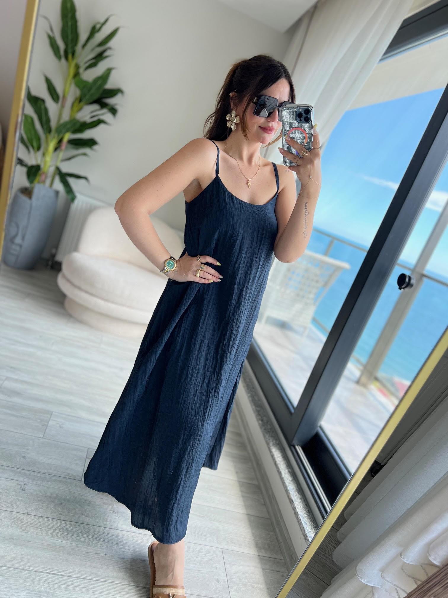 8203 İp Askılı Elbise LACİVERT
