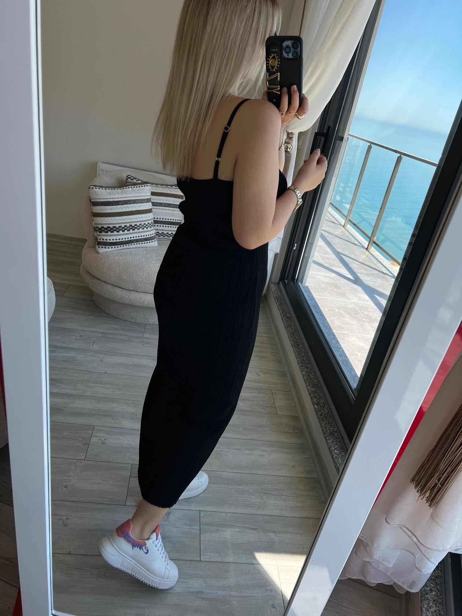 90139 Askılı Elbise SİYAH