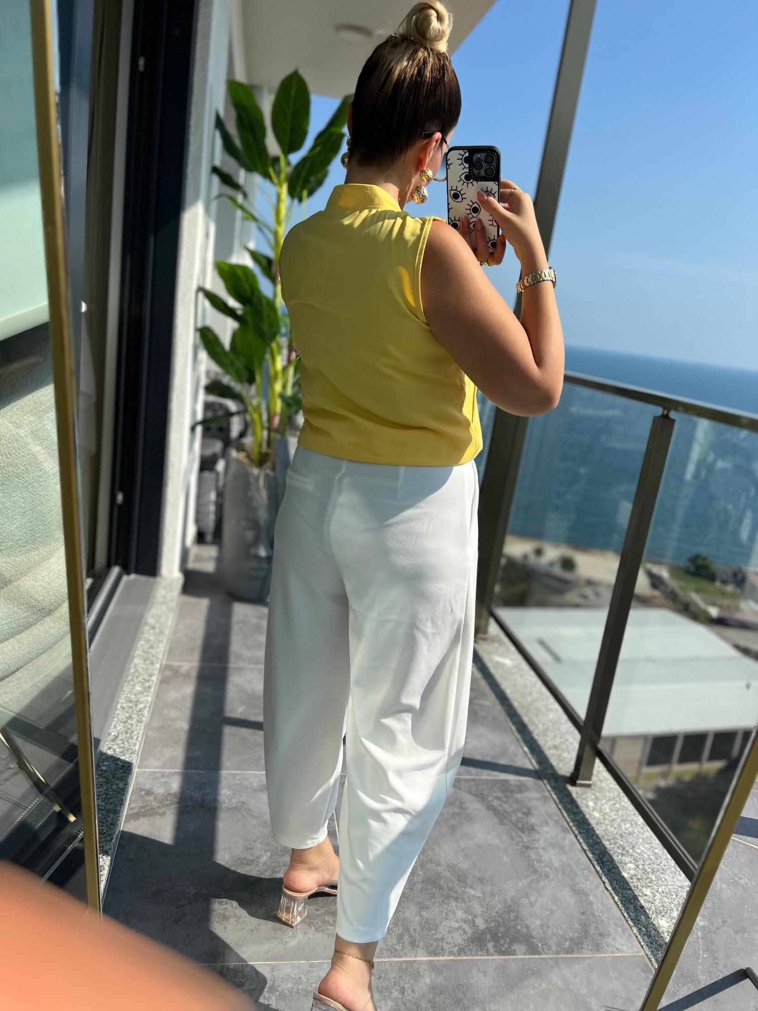 9108 Düğmeli Alaaddin Pantolon BEYAZ