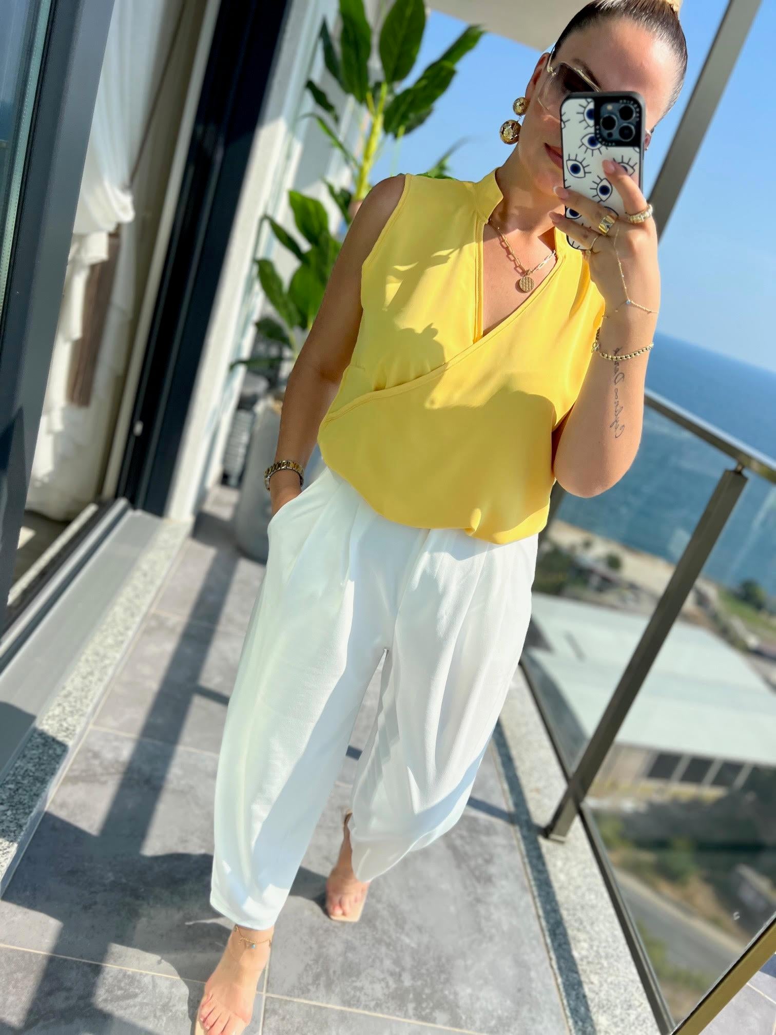 9108 Düğmeli Alaaddin Pantolon BEYAZ