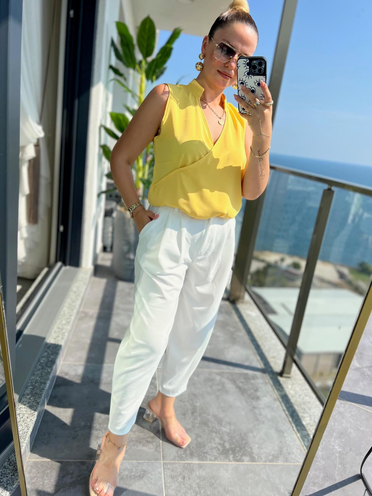 9108 Düğmeli Alaaddin Pantolon BEYAZ