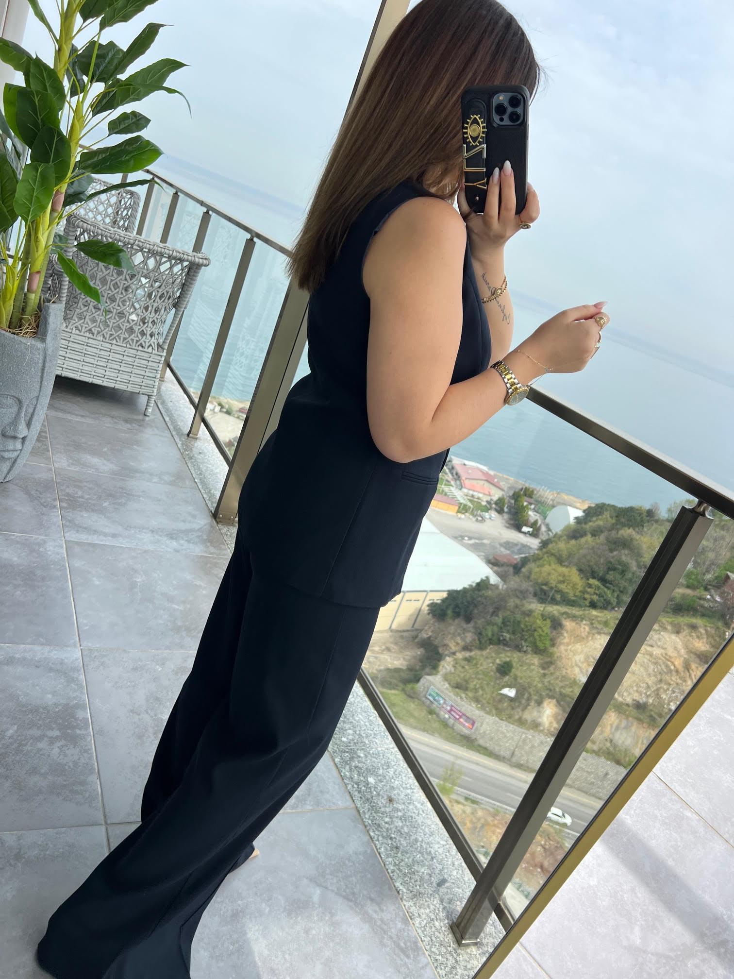 9193 Karma Düğmeli Takım LACİVERT