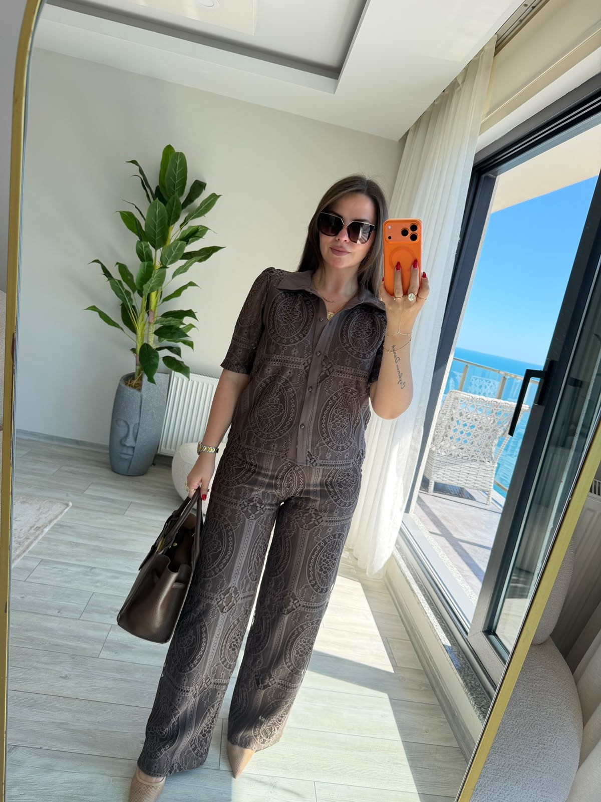 9615 Ajurlu Pantalon KAHVE