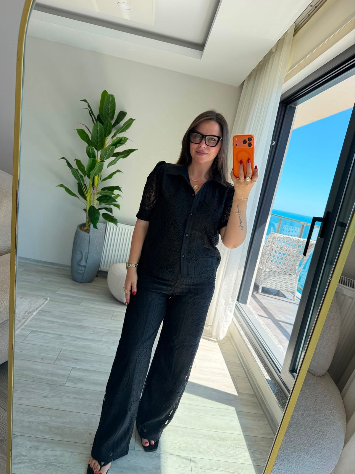 9615 Ajurlu Pantalon SİYAH