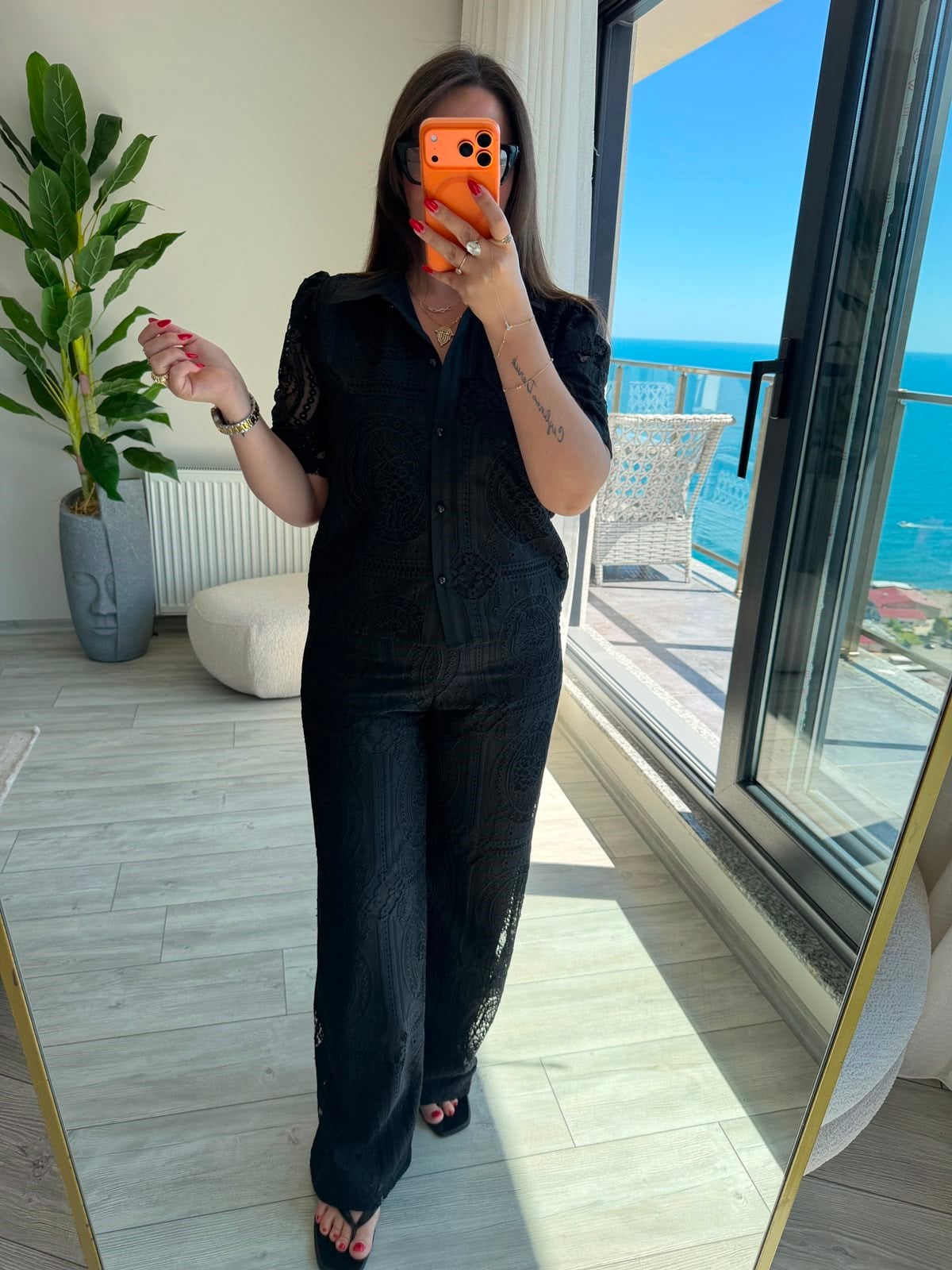 9615 Ajurlu Pantalon SİYAH