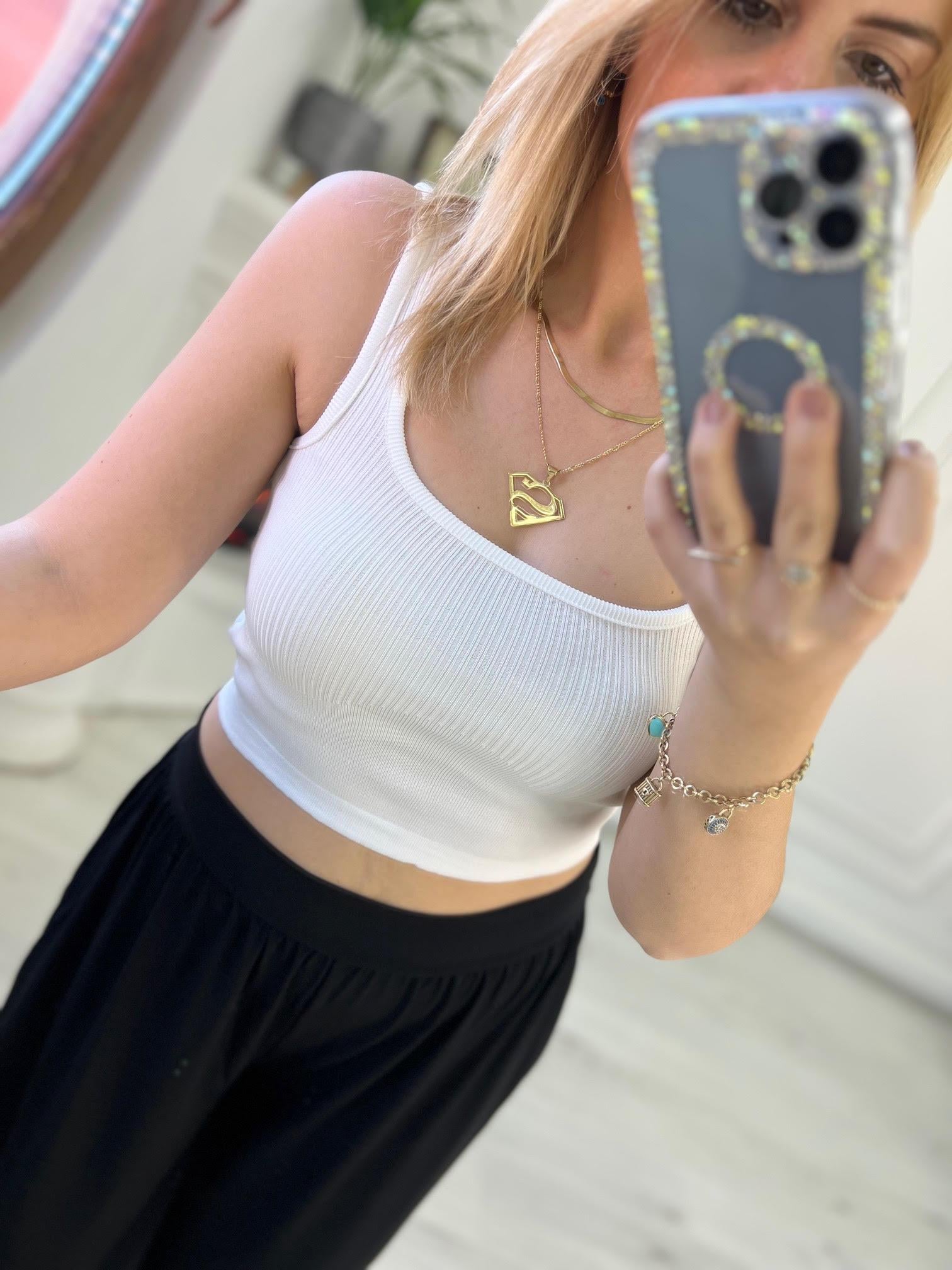 Askılı Crop BEYAZ