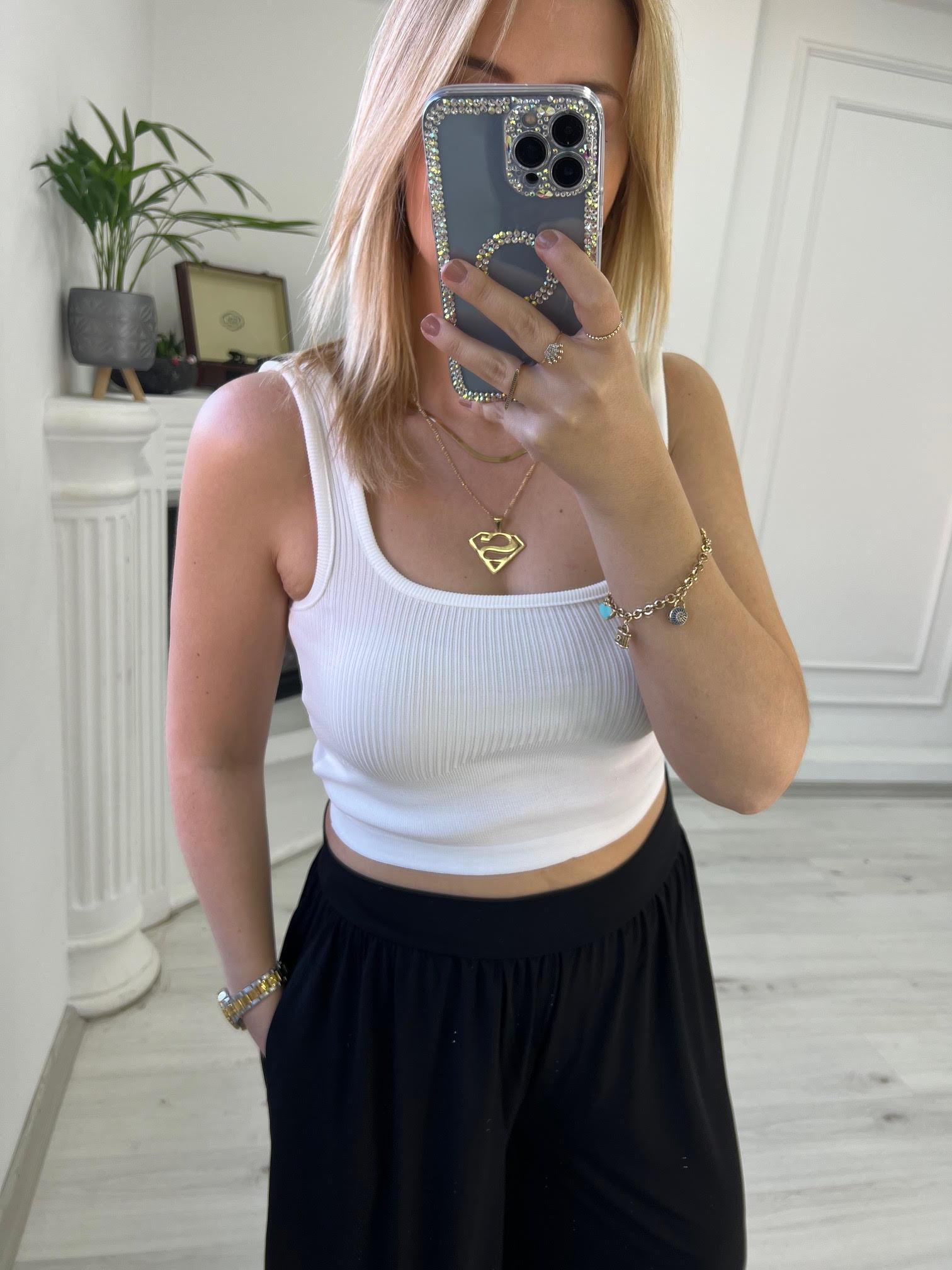 Askılı Crop BEYAZ