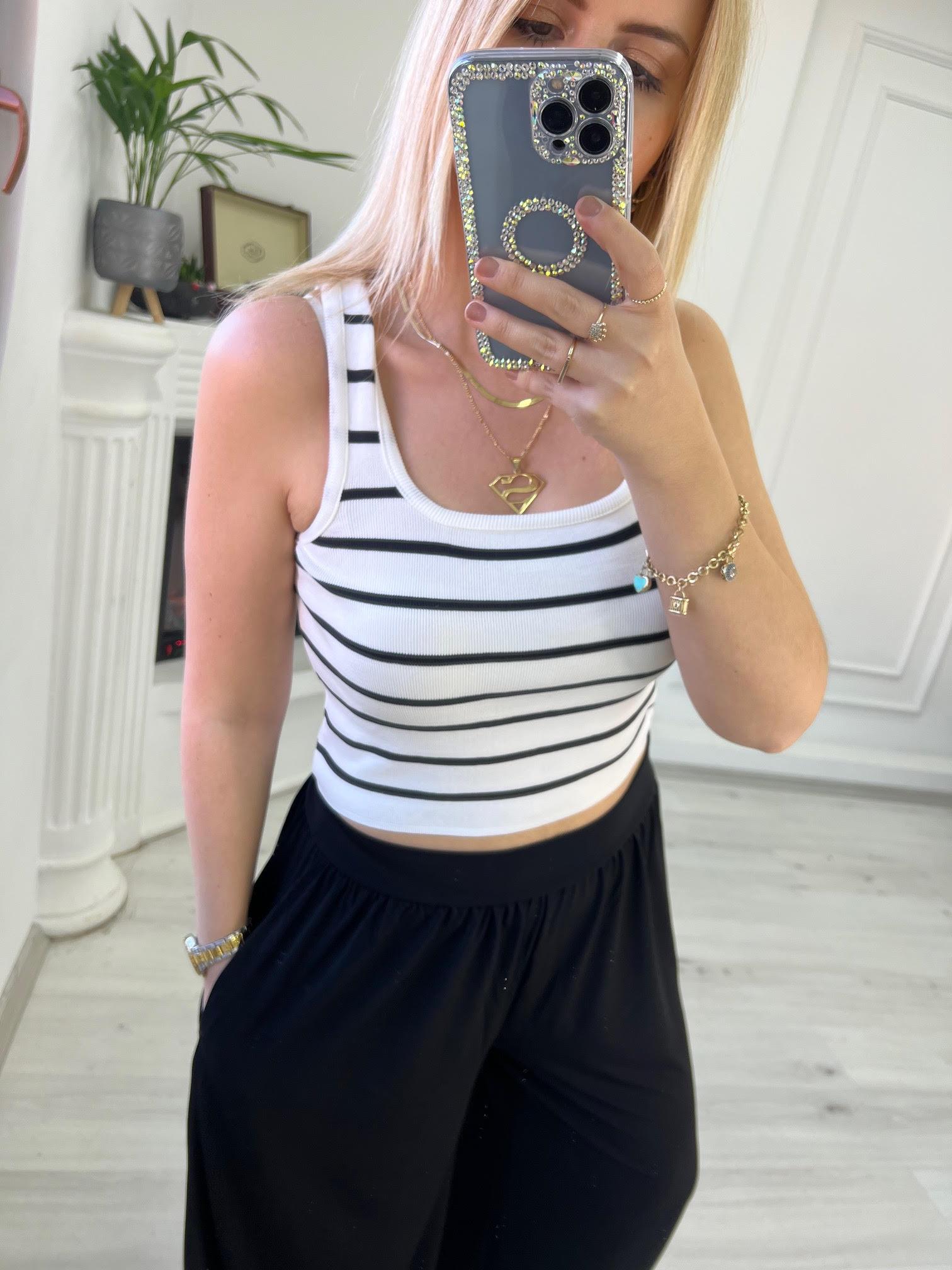 Askılı Crop ÇİZGİLİ
