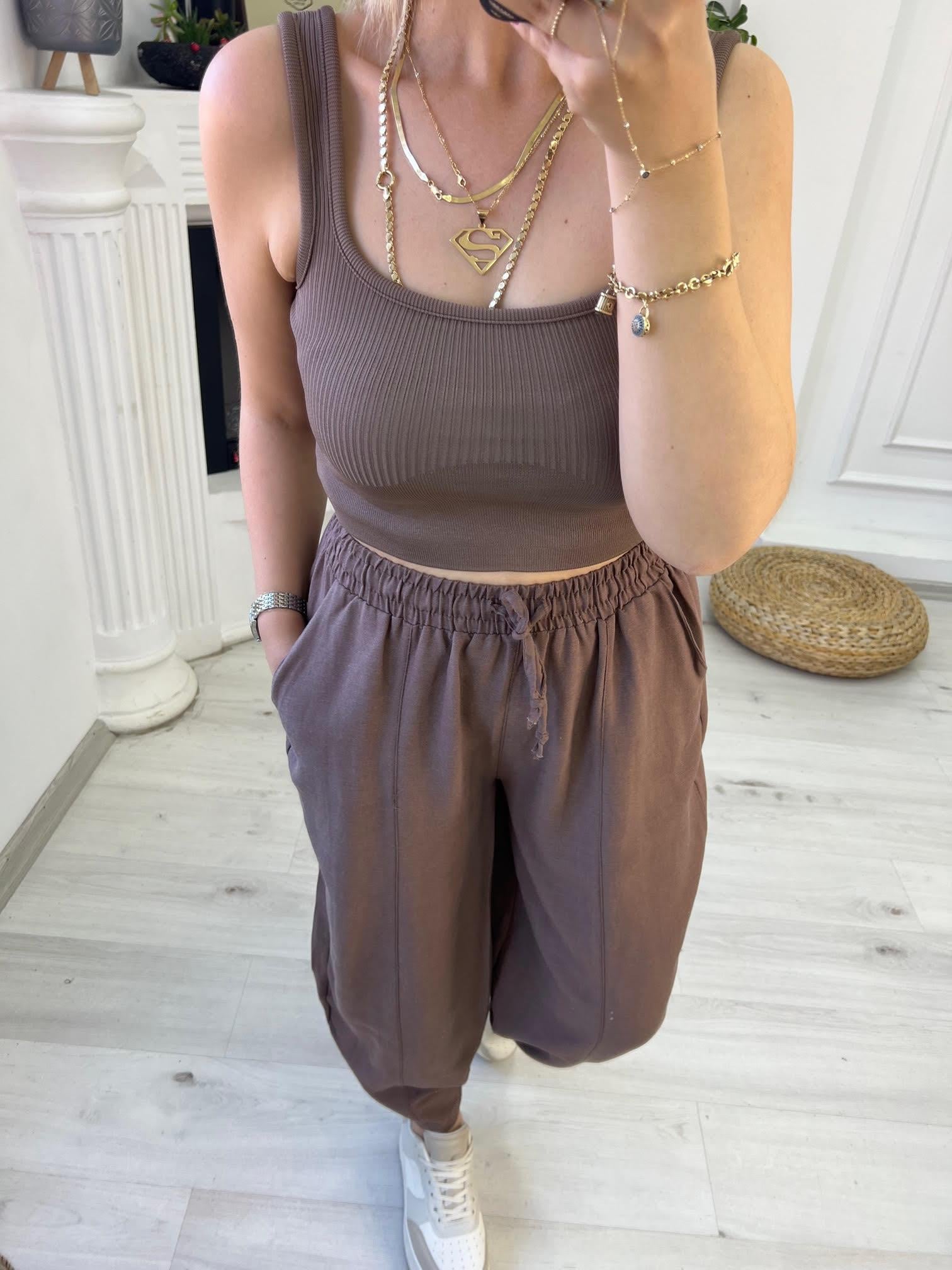 Askılı Crop KAHVE