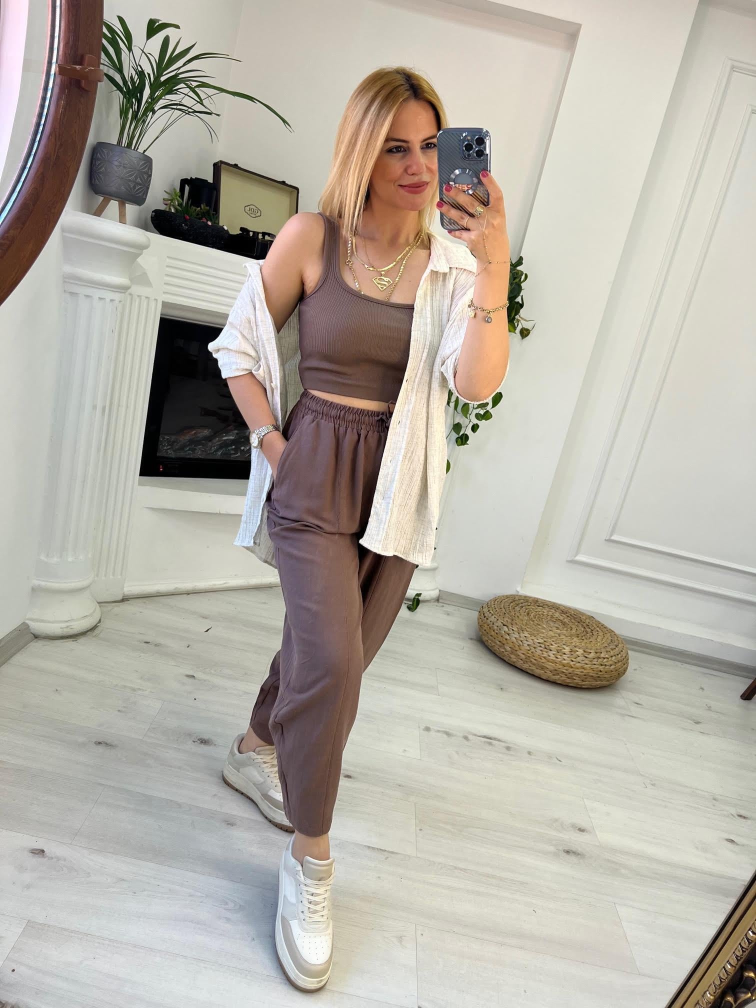 Askılı Crop KAHVE