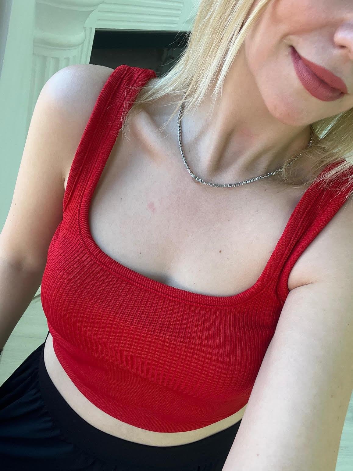 Askılı Crop KIRMIZI