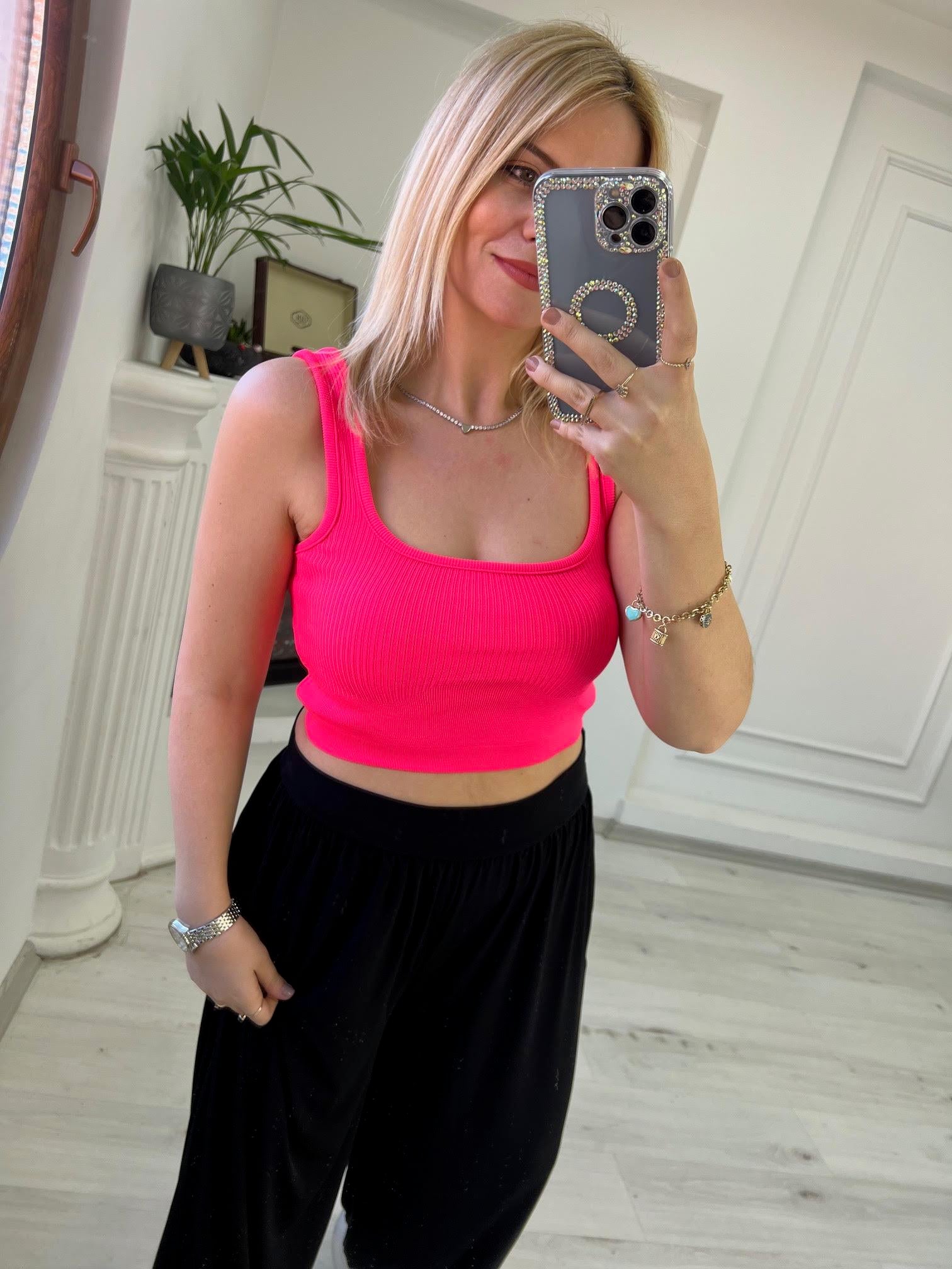 Askılı Crop PEMBE