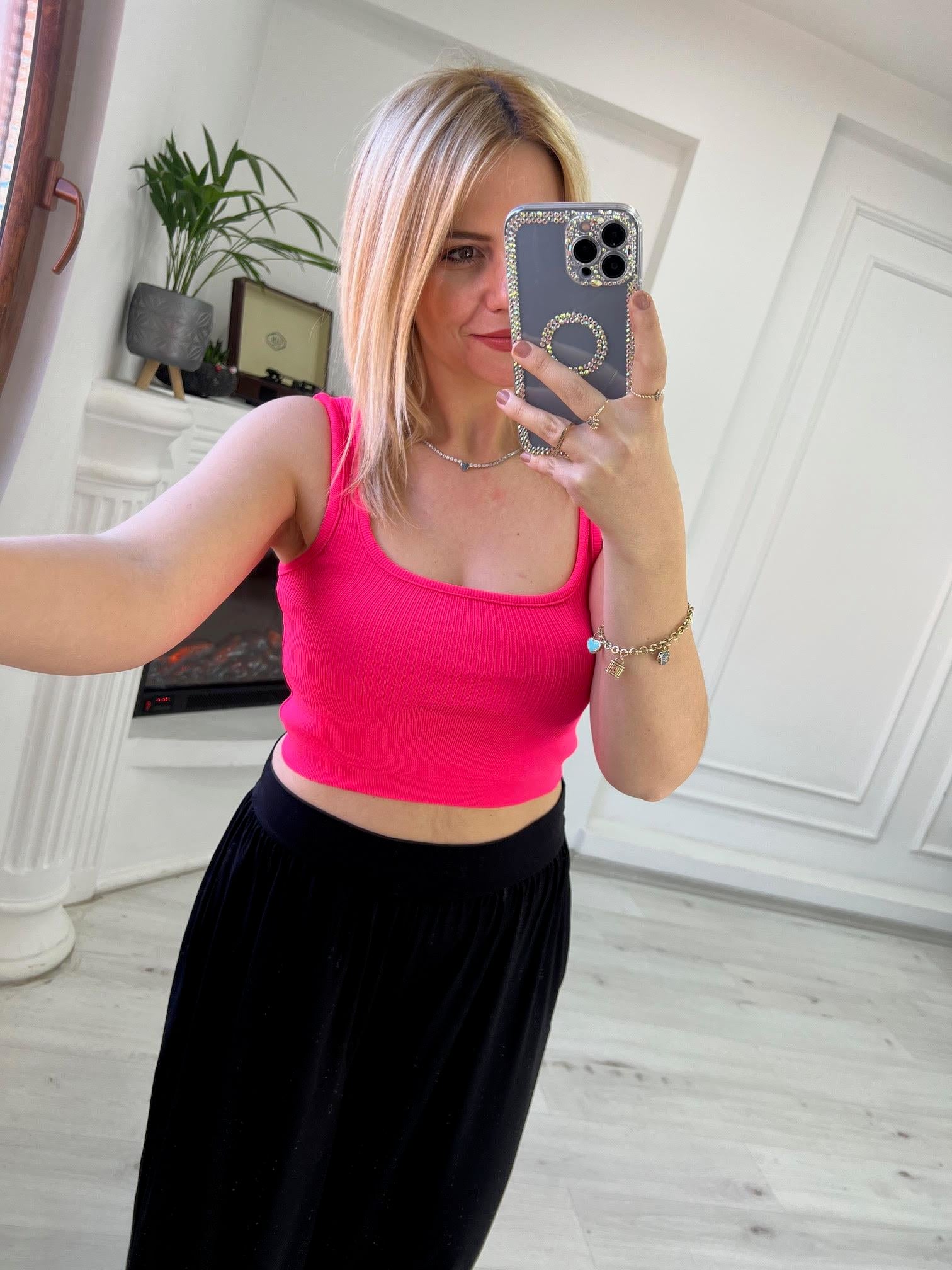 Askılı Crop PEMBE