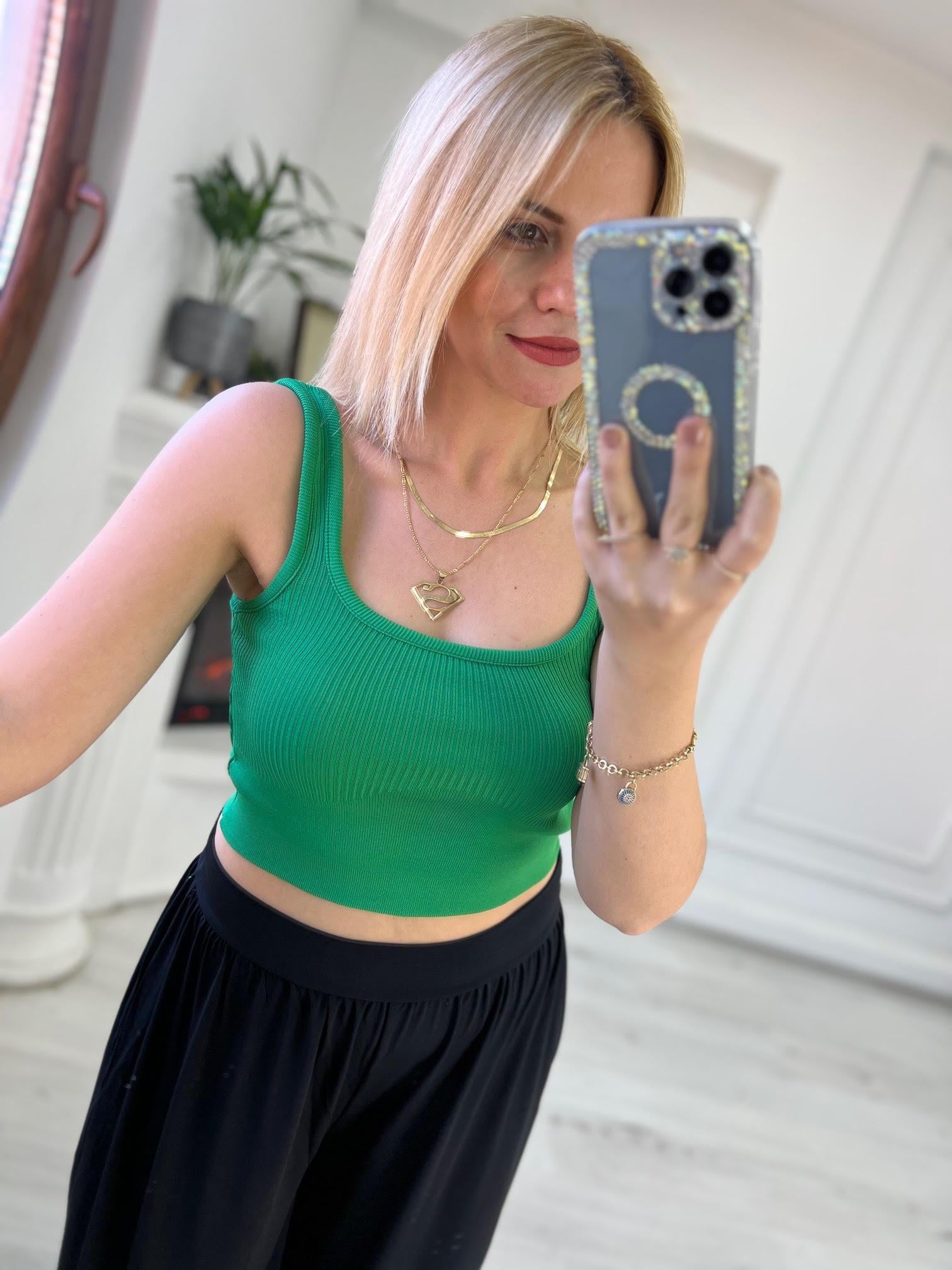 Askılı Crop YEŞİL