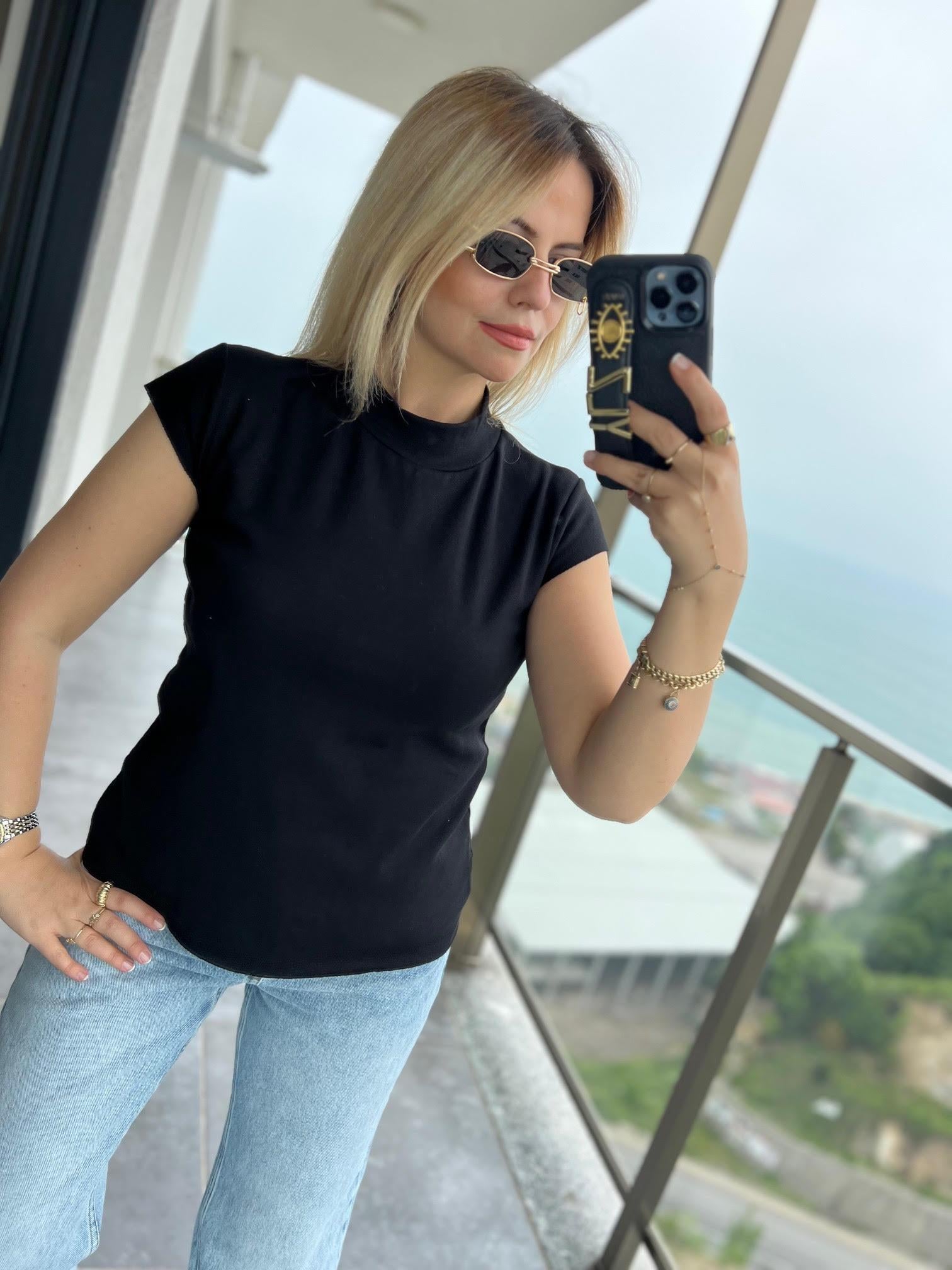Balıkçı Yaka Tshirt SİYAH