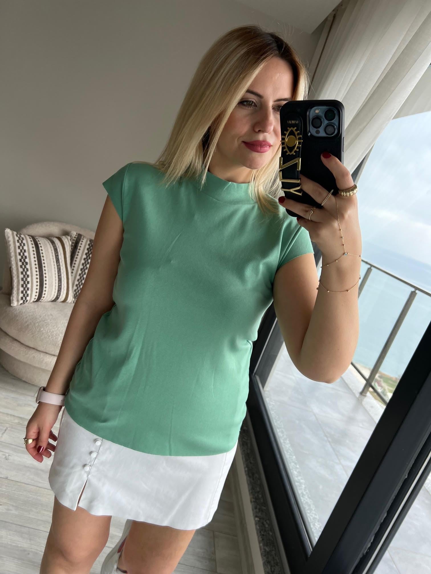 Balıkçı Yaka Tshirt YEŞİL