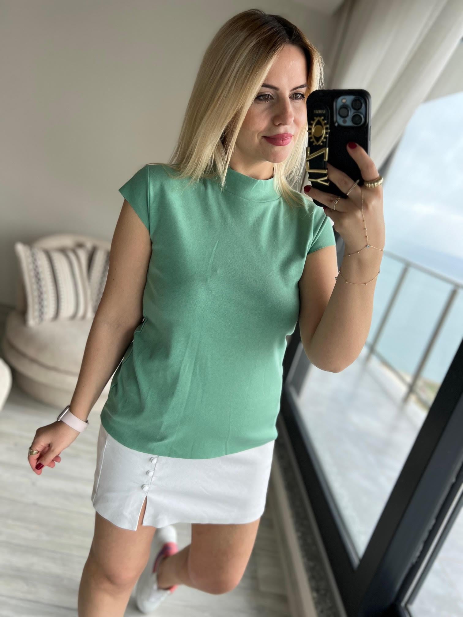 Balıkçı Yaka Tshirt YEŞİL