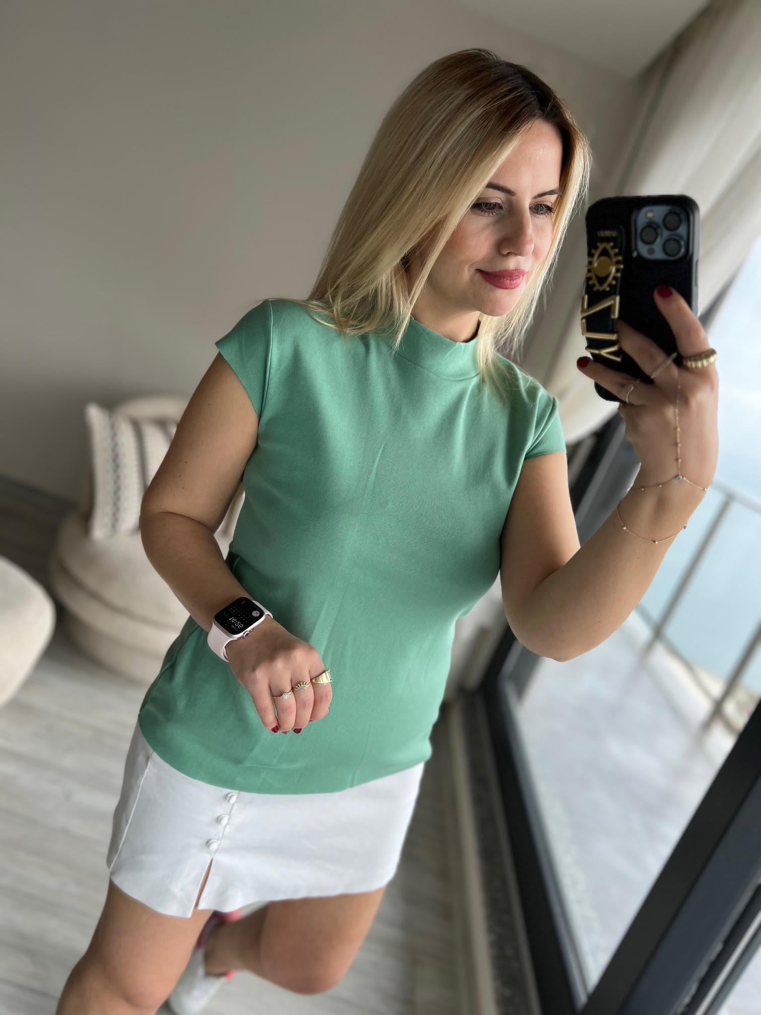 Balıkçı Yaka Tshirt YEŞİL