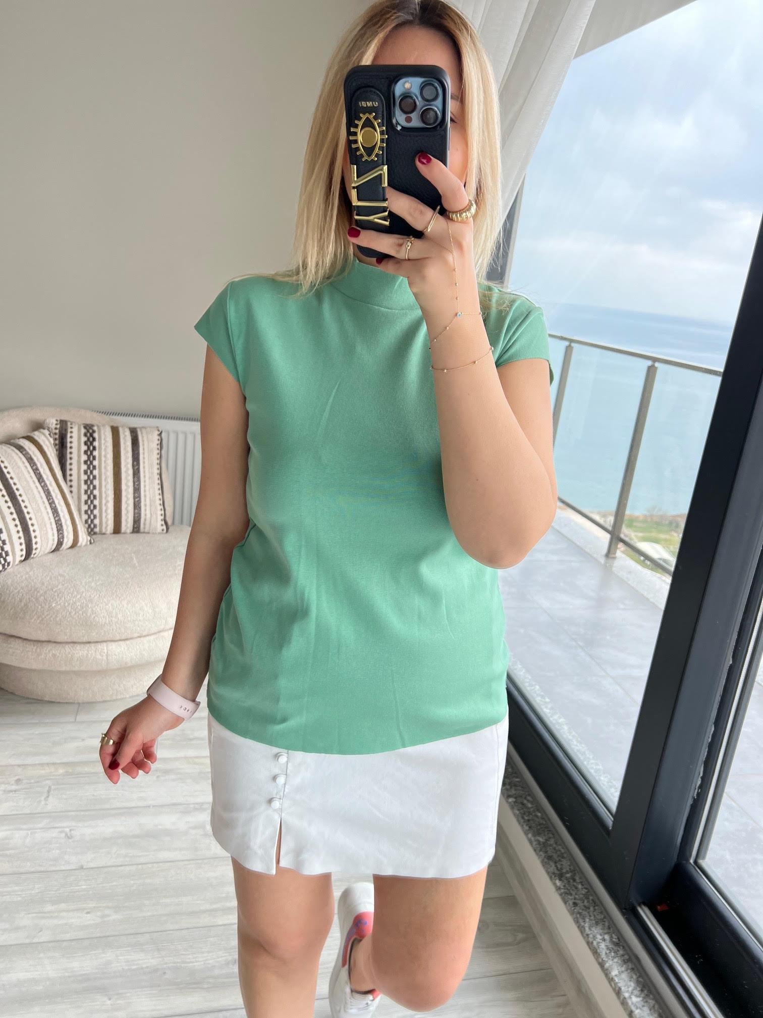 Balıkçı Yaka Tshirt YEŞİL