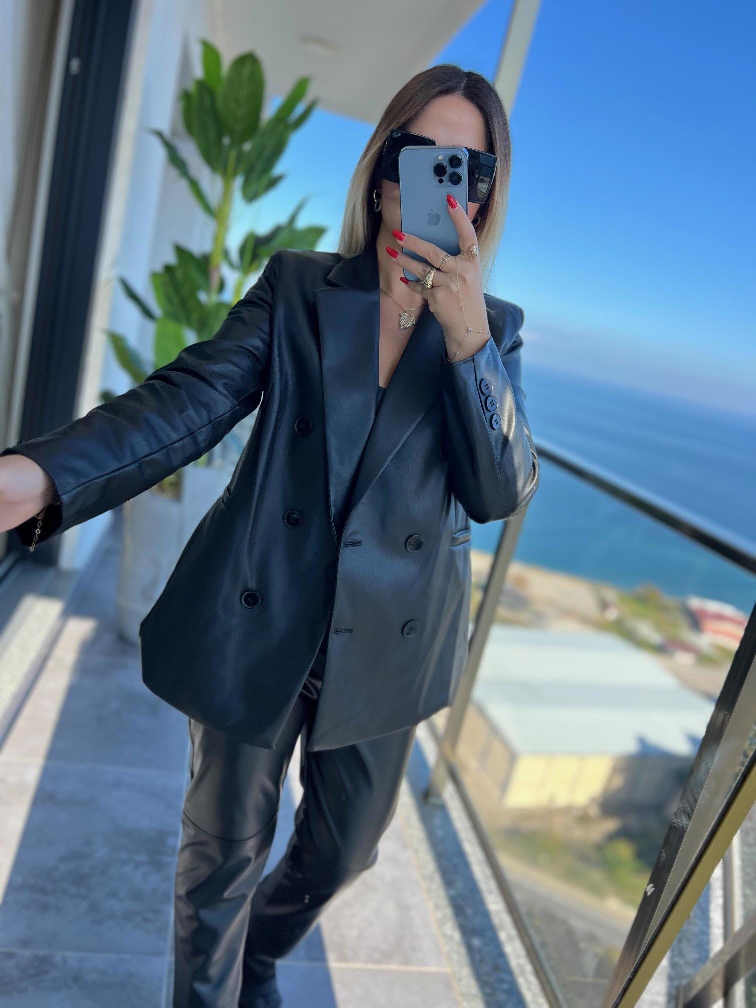 Blazer Deri Ceket SİYAH