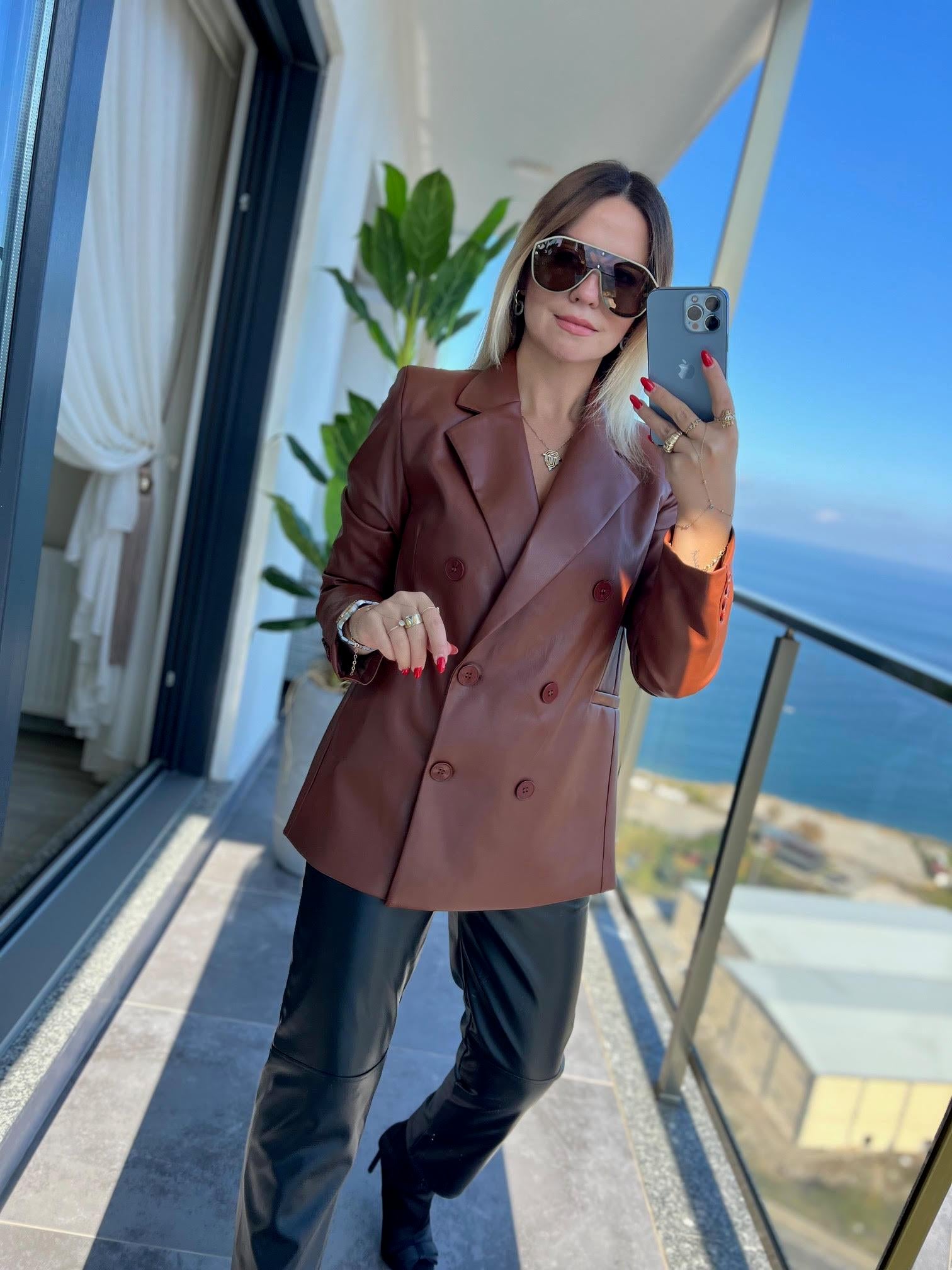 Blazer Deri Ceket TABA