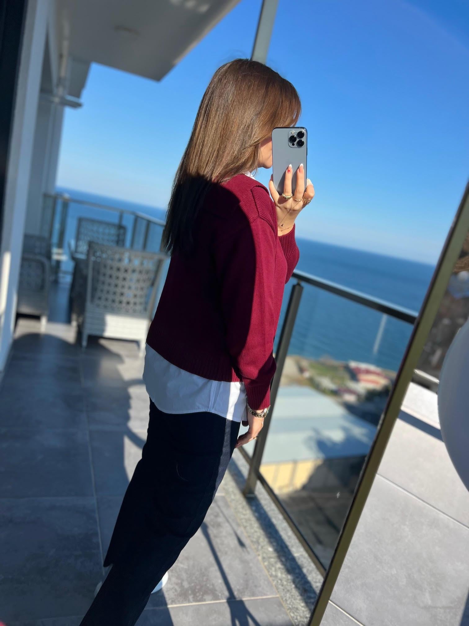 Gömlekli Triko BORDO