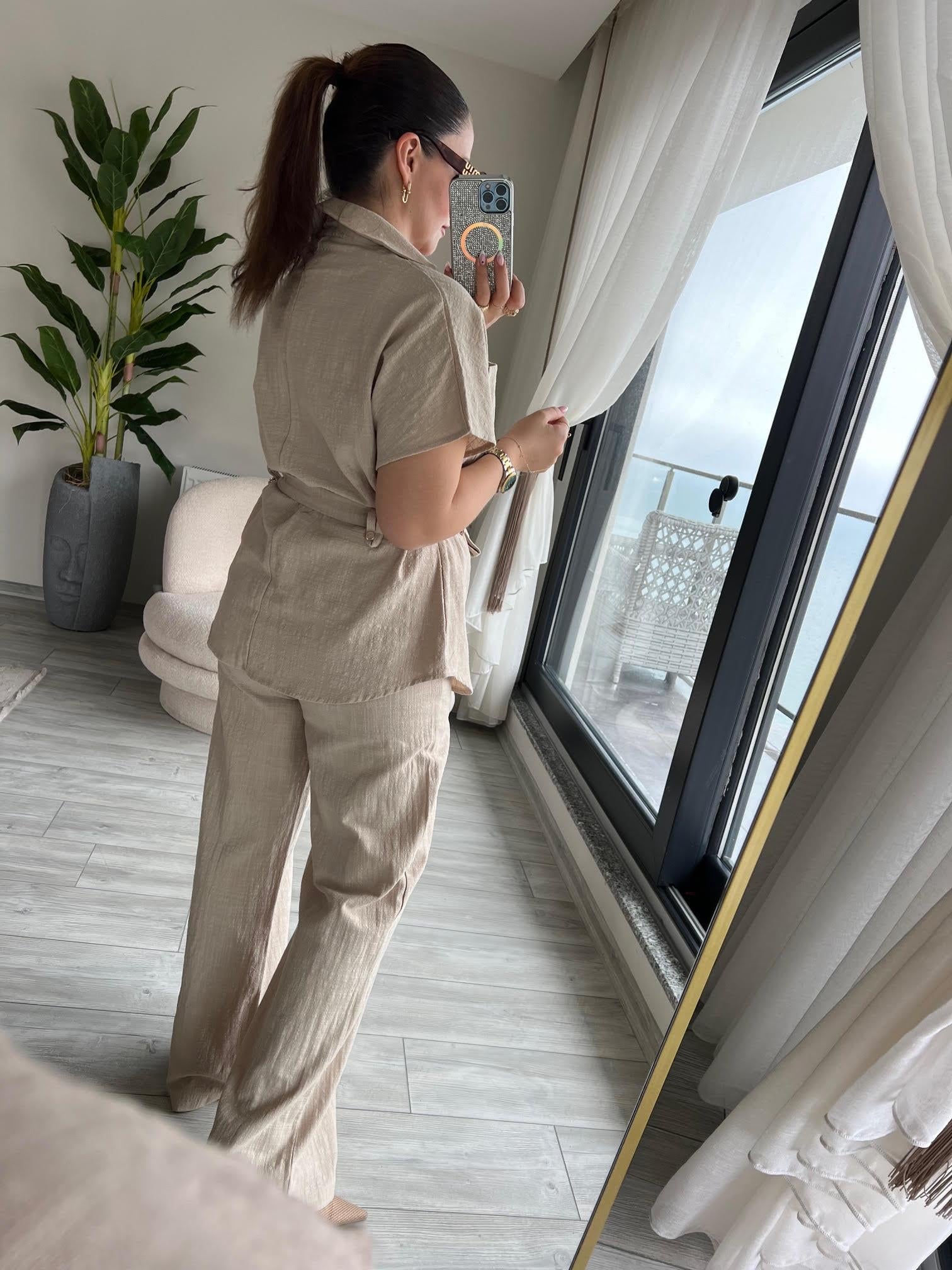 Çıtçıtlı Kısa Kollu Takım NATUREL