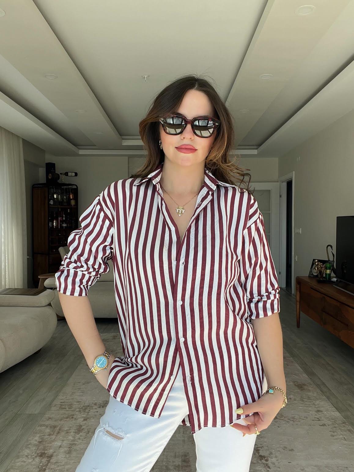 Çizgili Gömlek BORDO