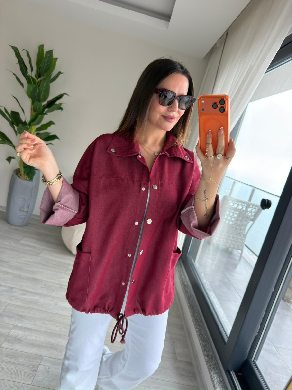 Gabardin Ceket BORDO
