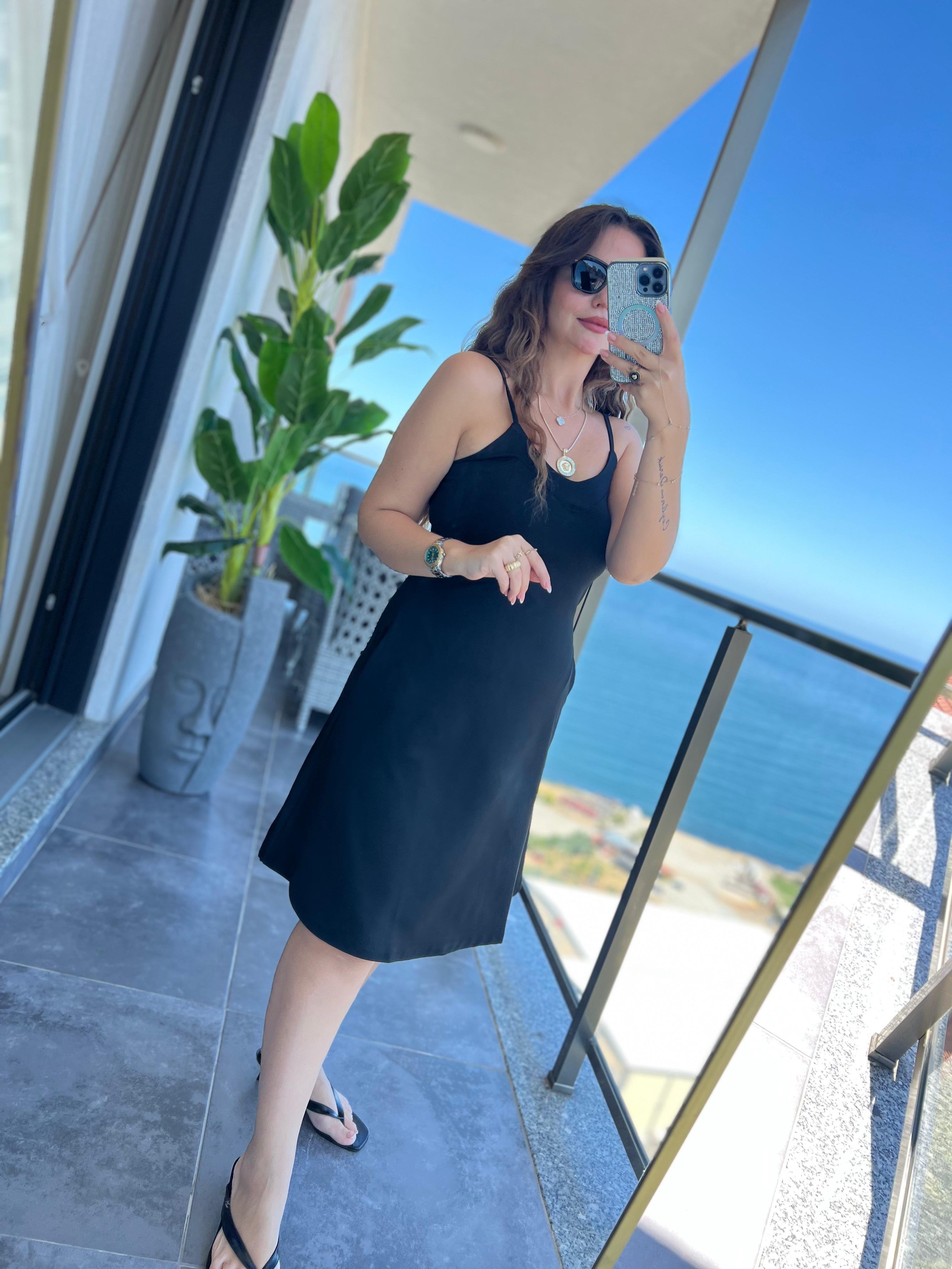 İp Askılı Sandy Elbise SİYAH