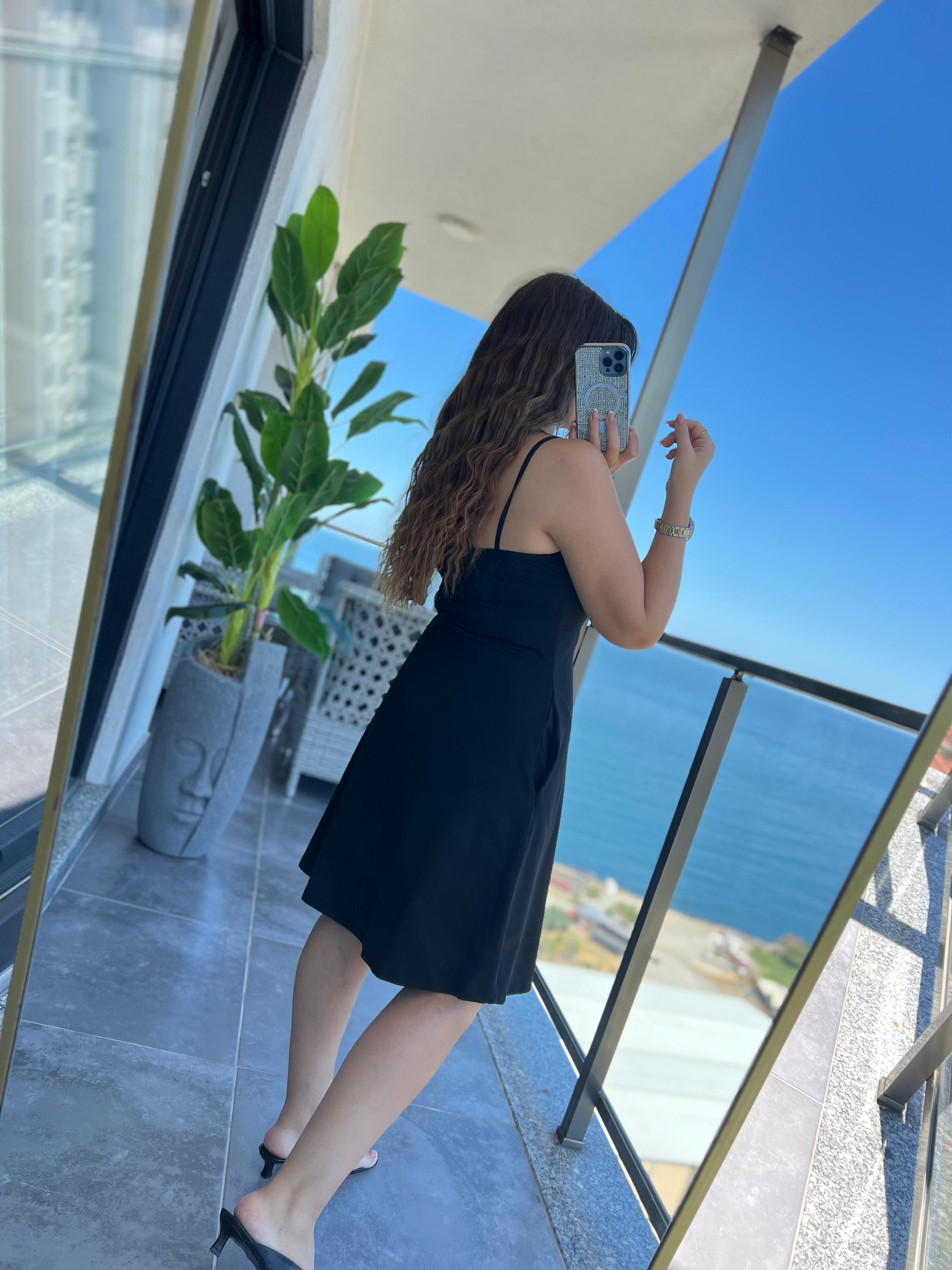 İp Askılı Sandy Elbise SİYAH