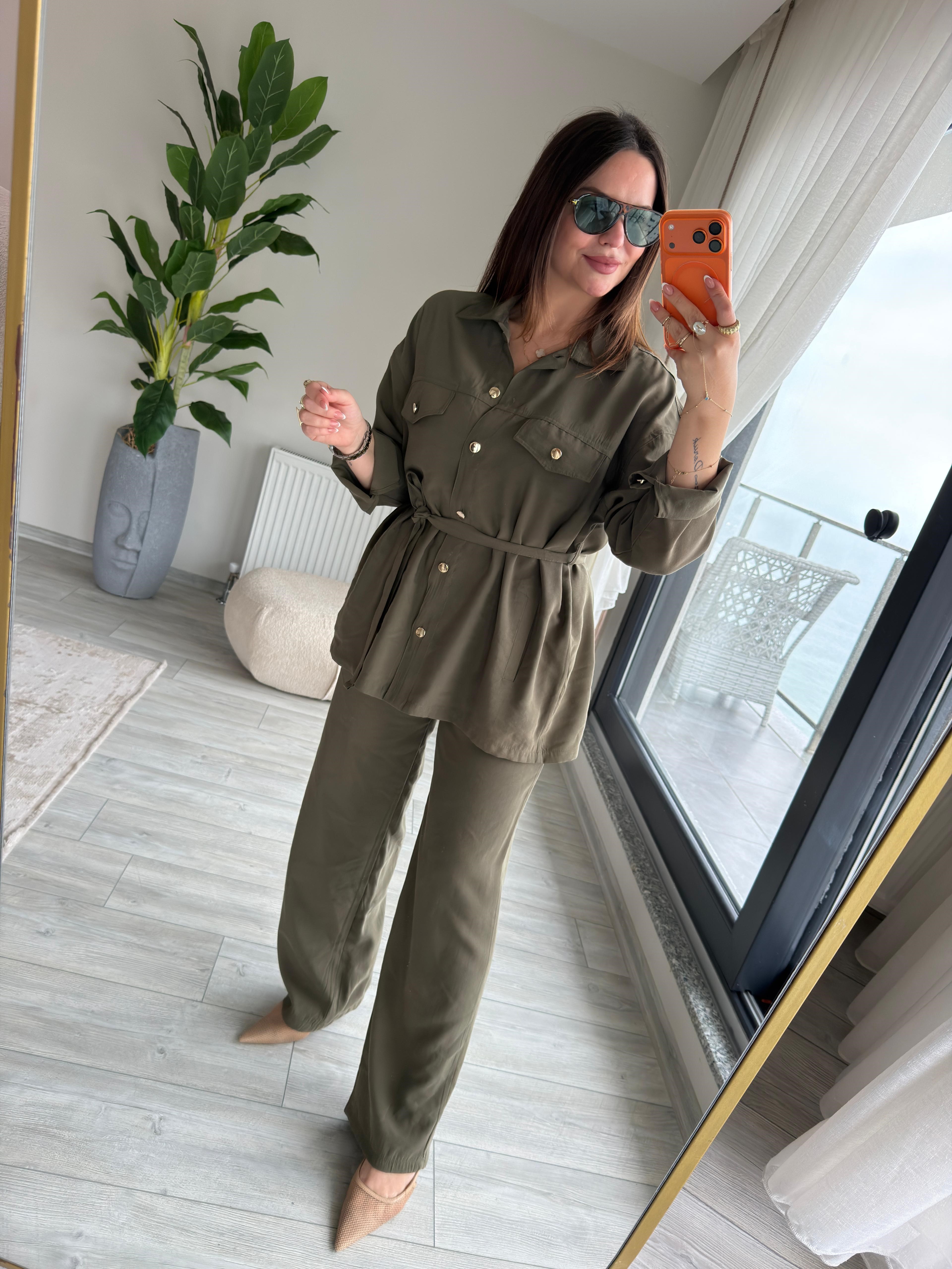 Kemerli Tencel Takım HAKİ YEŞİL