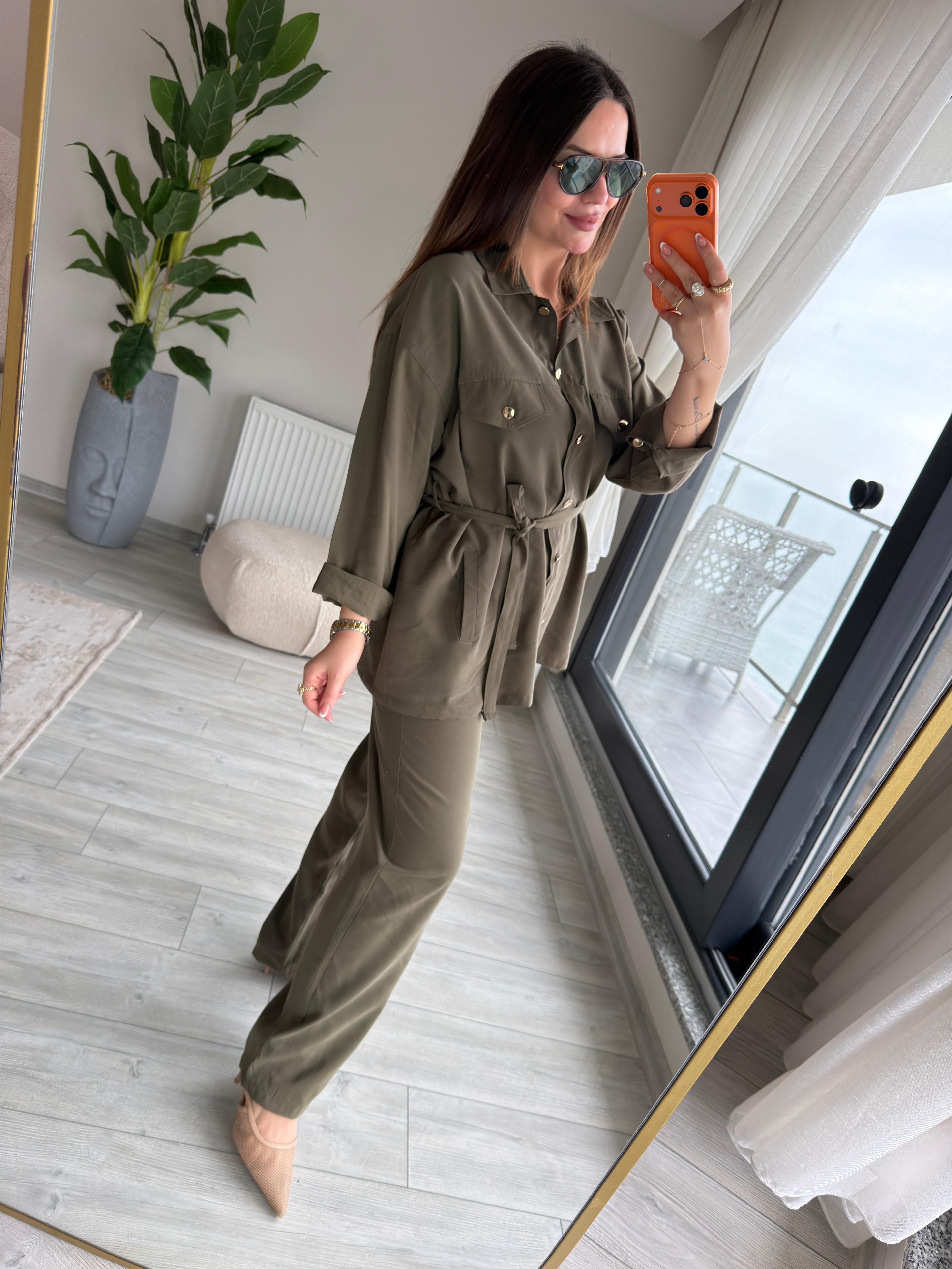 Kemerli Tencel Takım HAKİ YEŞİL
