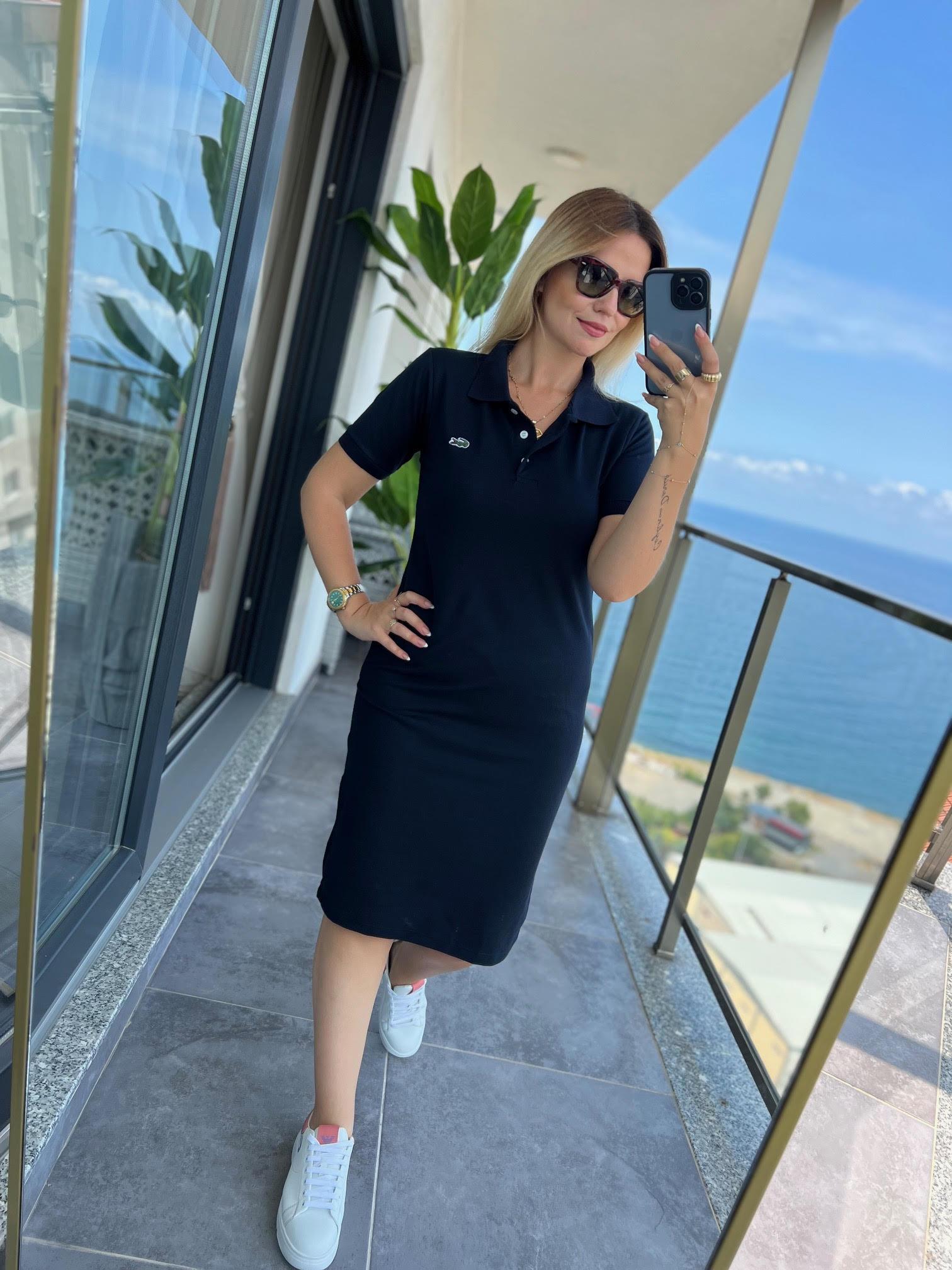 LCS Rahat Gömlek Yaka Elbise SİYAH