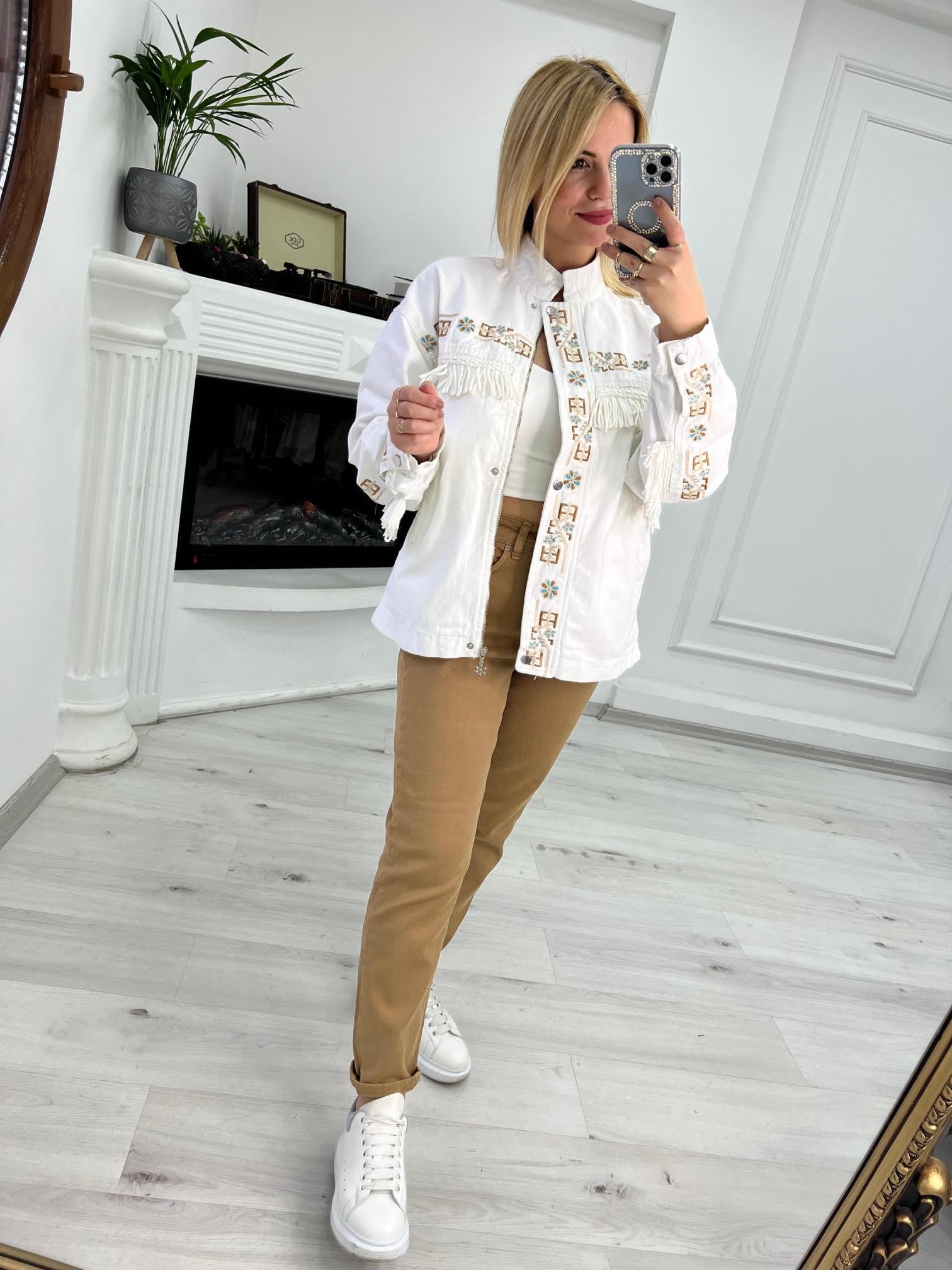 Likralı Yüksek Bel Jean CAMEL
