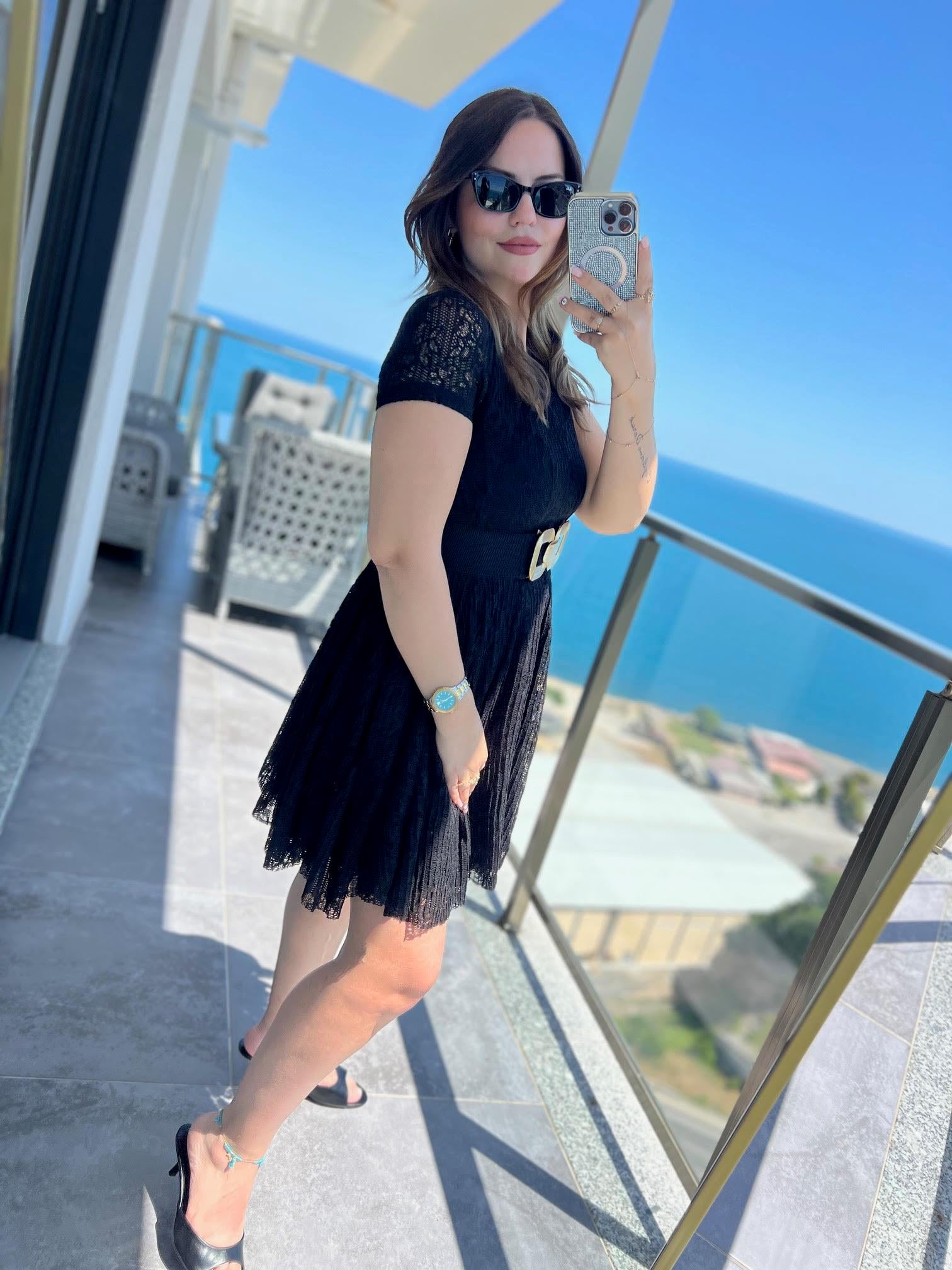 Mini Güpür Elbise SİYAH