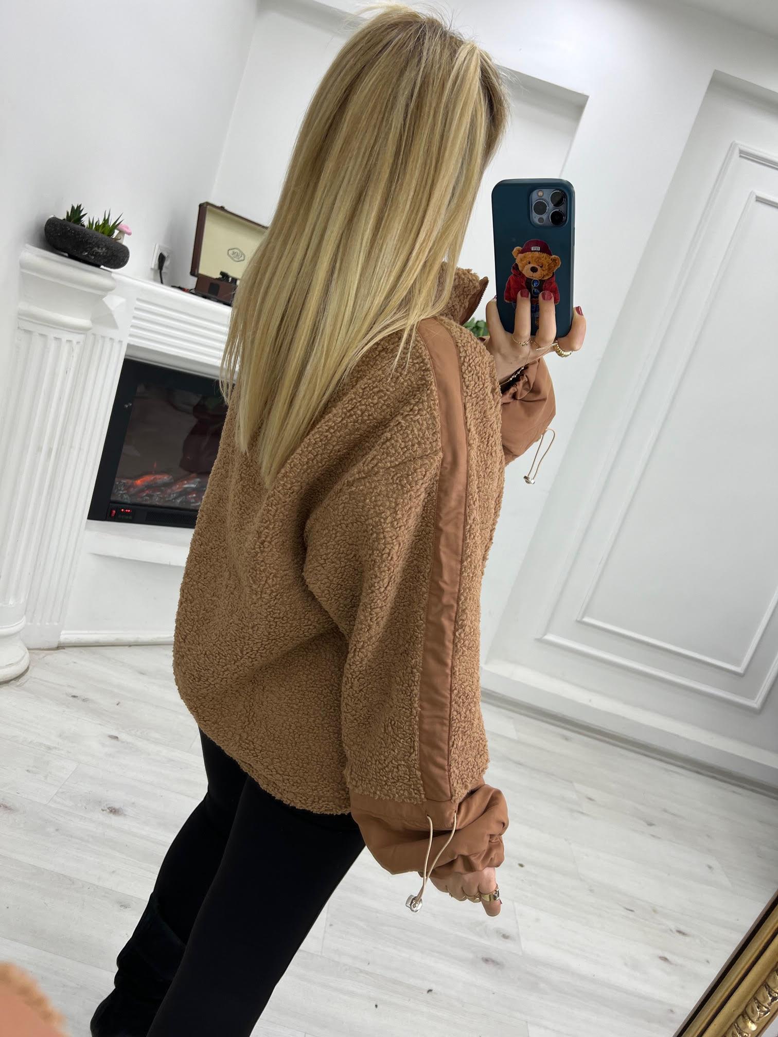Teddy Yarım Fermuarlı Sweat CAMEL
