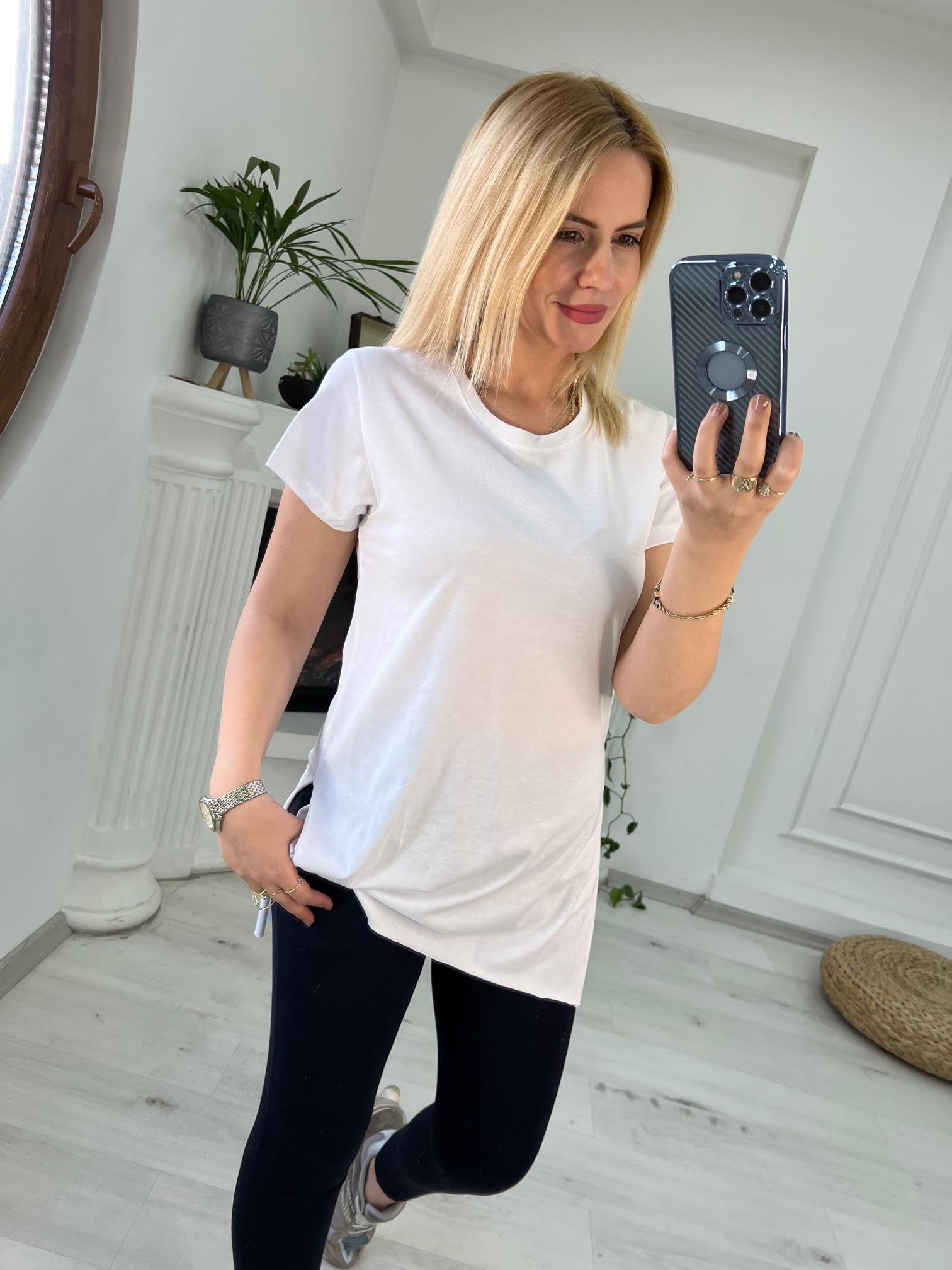 V Yaka Basıc Tshirt BEYAZ