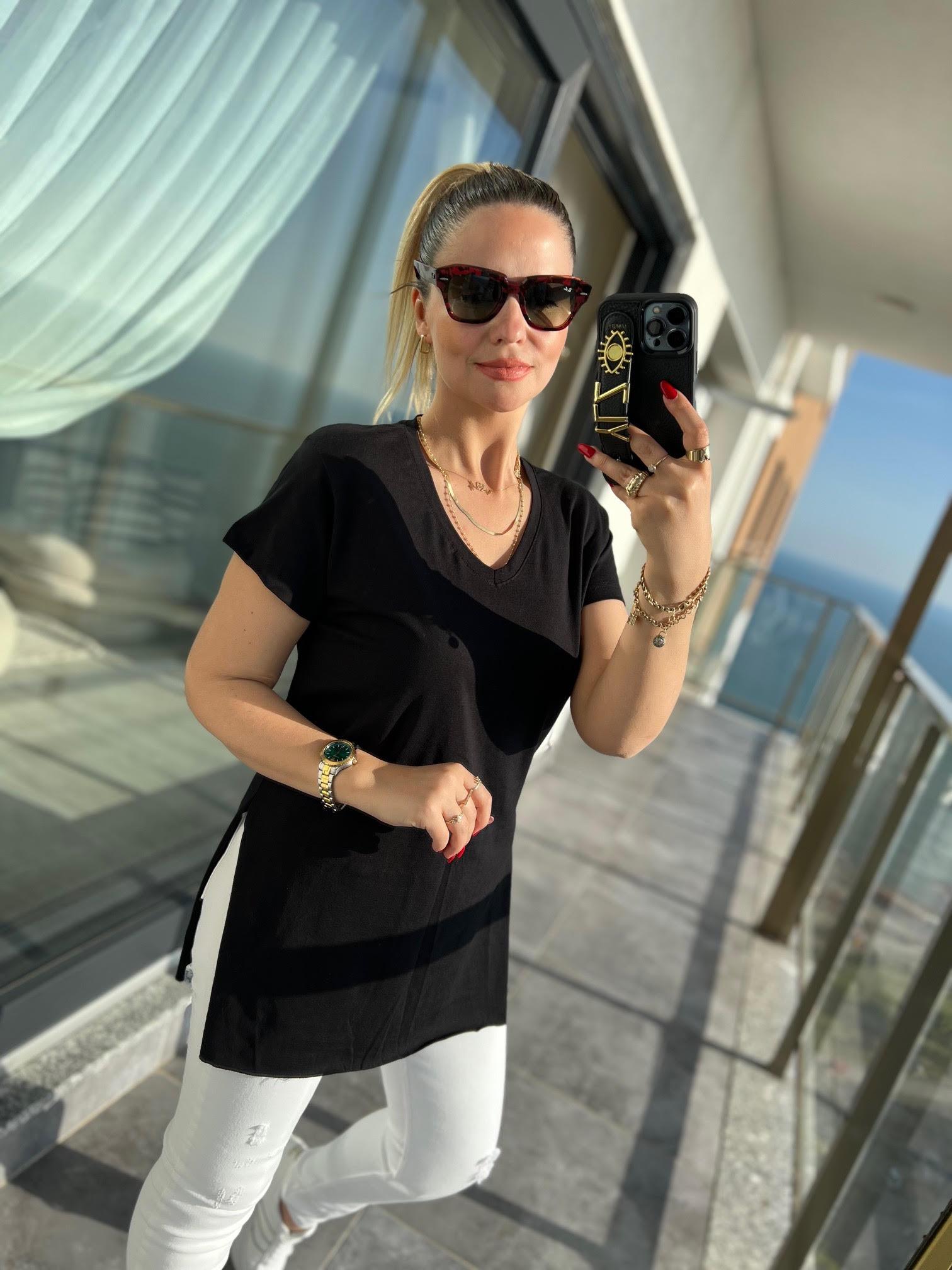 V Yaka Basıc Tshirt SİYAH