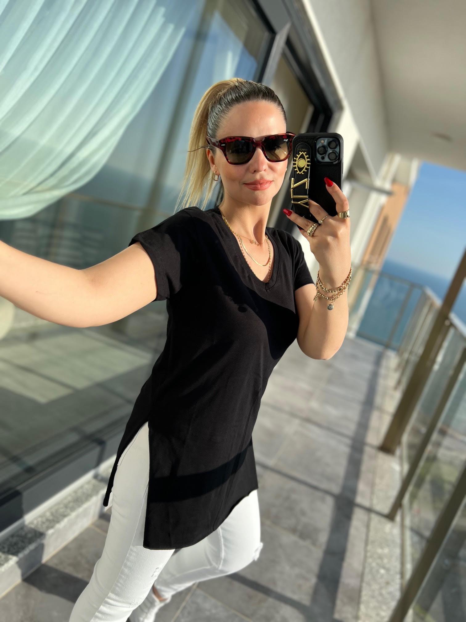 V Yaka Basıc Tshirt SİYAH