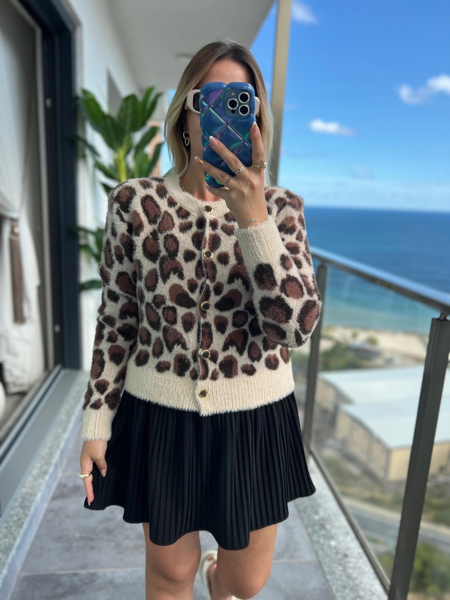 Yumuşak Dokulu Hırka LEOPAR