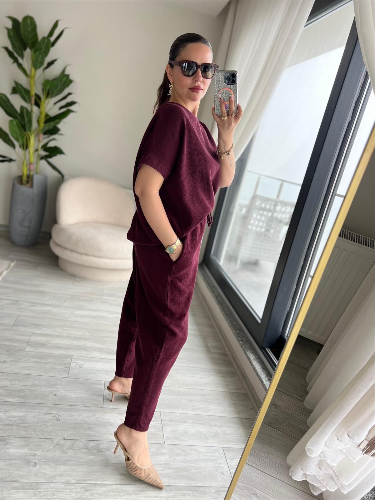 001 Salaş Kısa Kollu Takım BORDO
