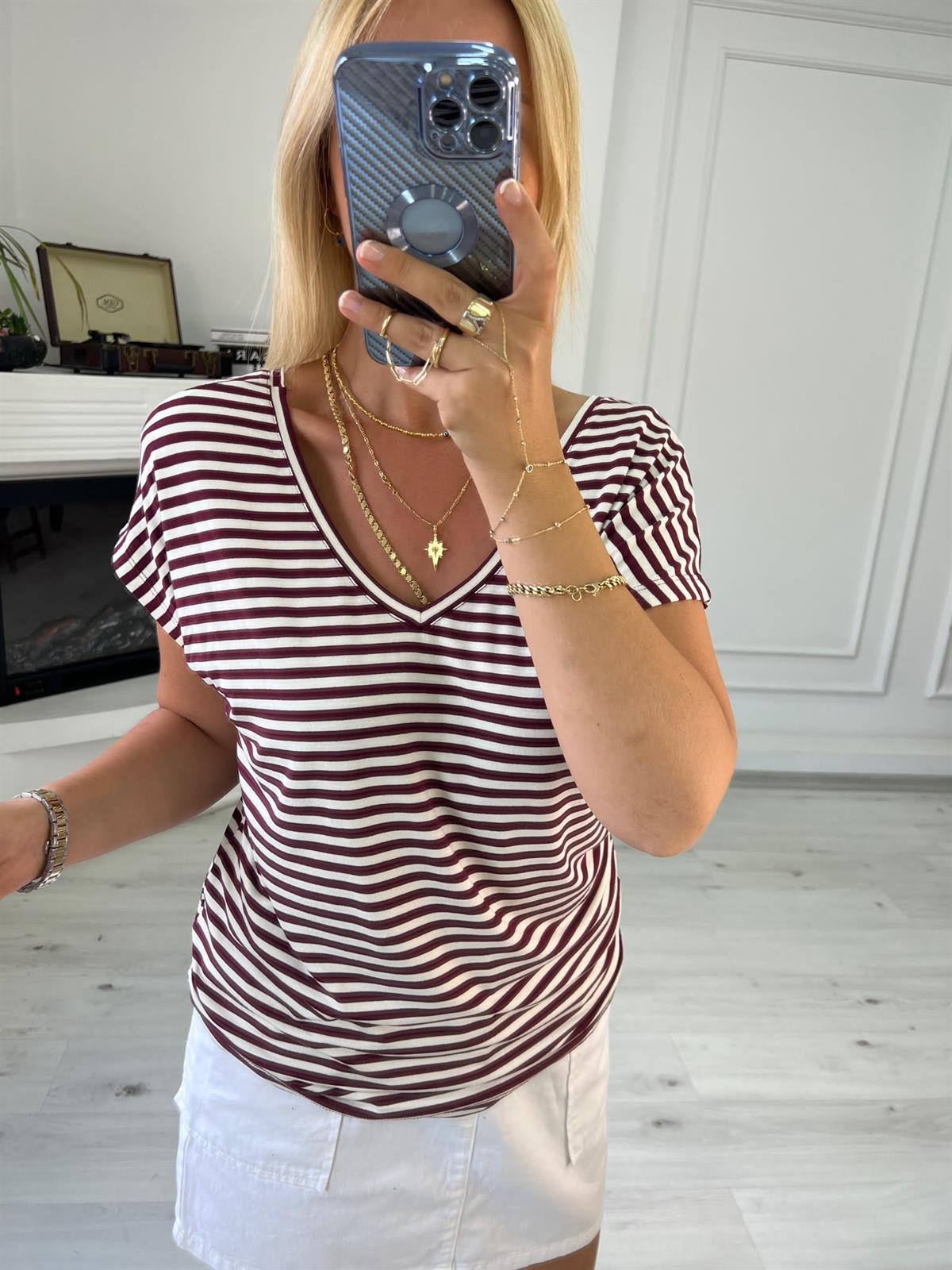 002 Ön V Arka V Tshirt BORDO