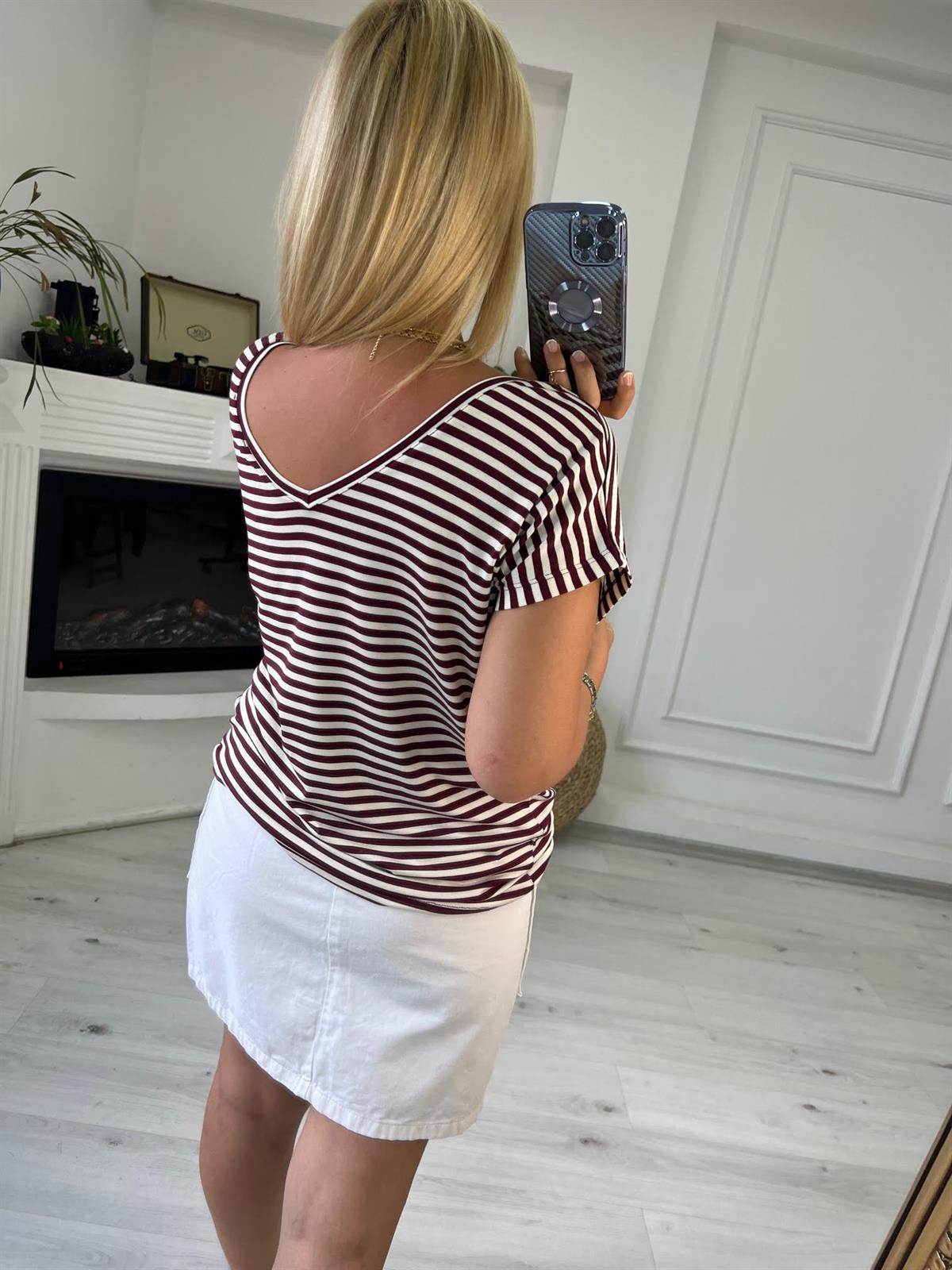 002 Ön V Arka V Tshirt BORDO