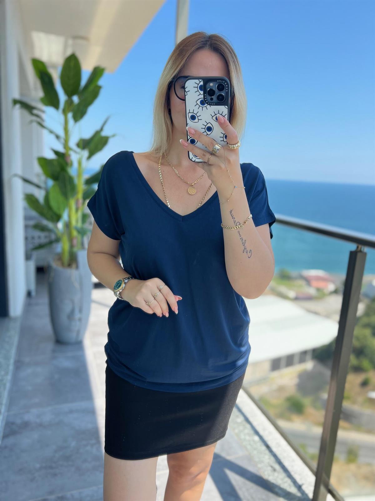 002 Ön V Arka V Tshirt LACİVERT