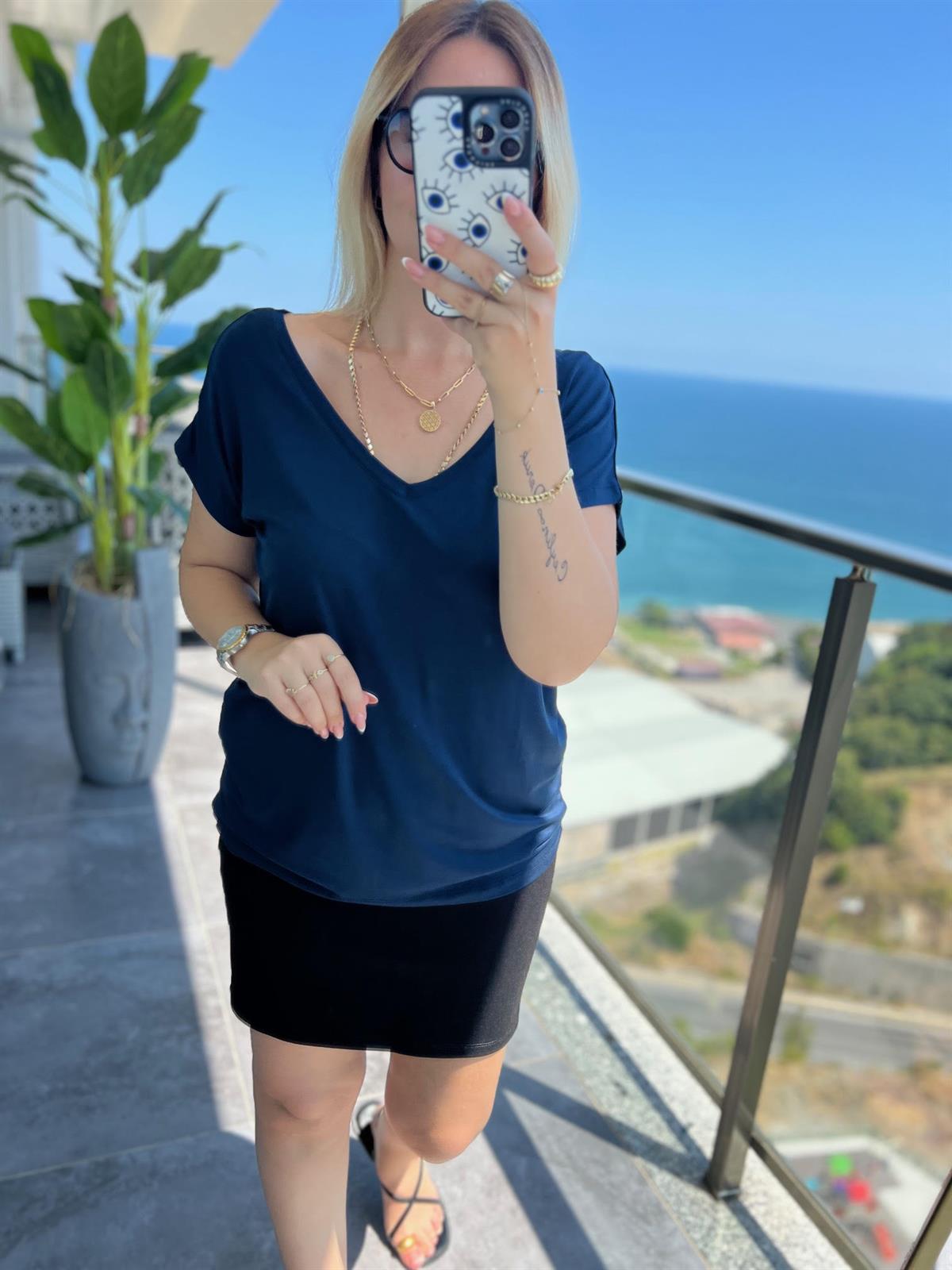 002 Ön V Arka V Tshirt LACİVERT