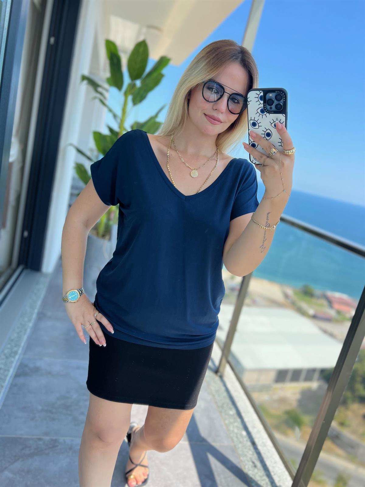 002 Ön V Arka V Tshirt LACİVERT