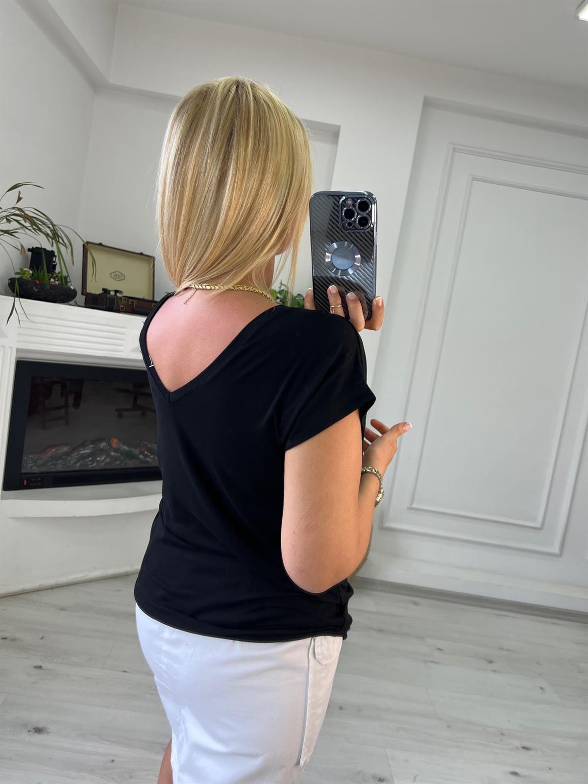002 Ön V Arka V Tshirt SİYAH