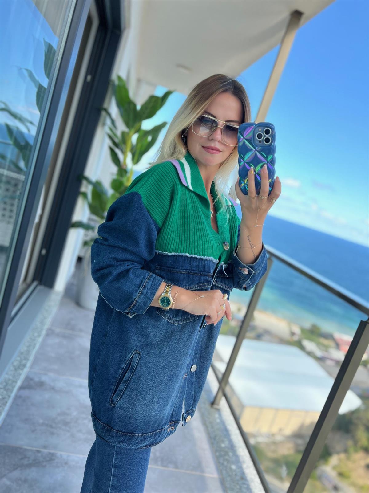 0031 Triko Jean Ceket YEŞİL
