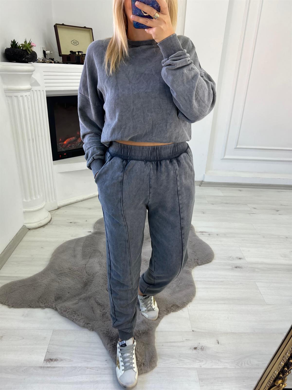 0067 Oweraize Asit Yıkama Sweat GRİ